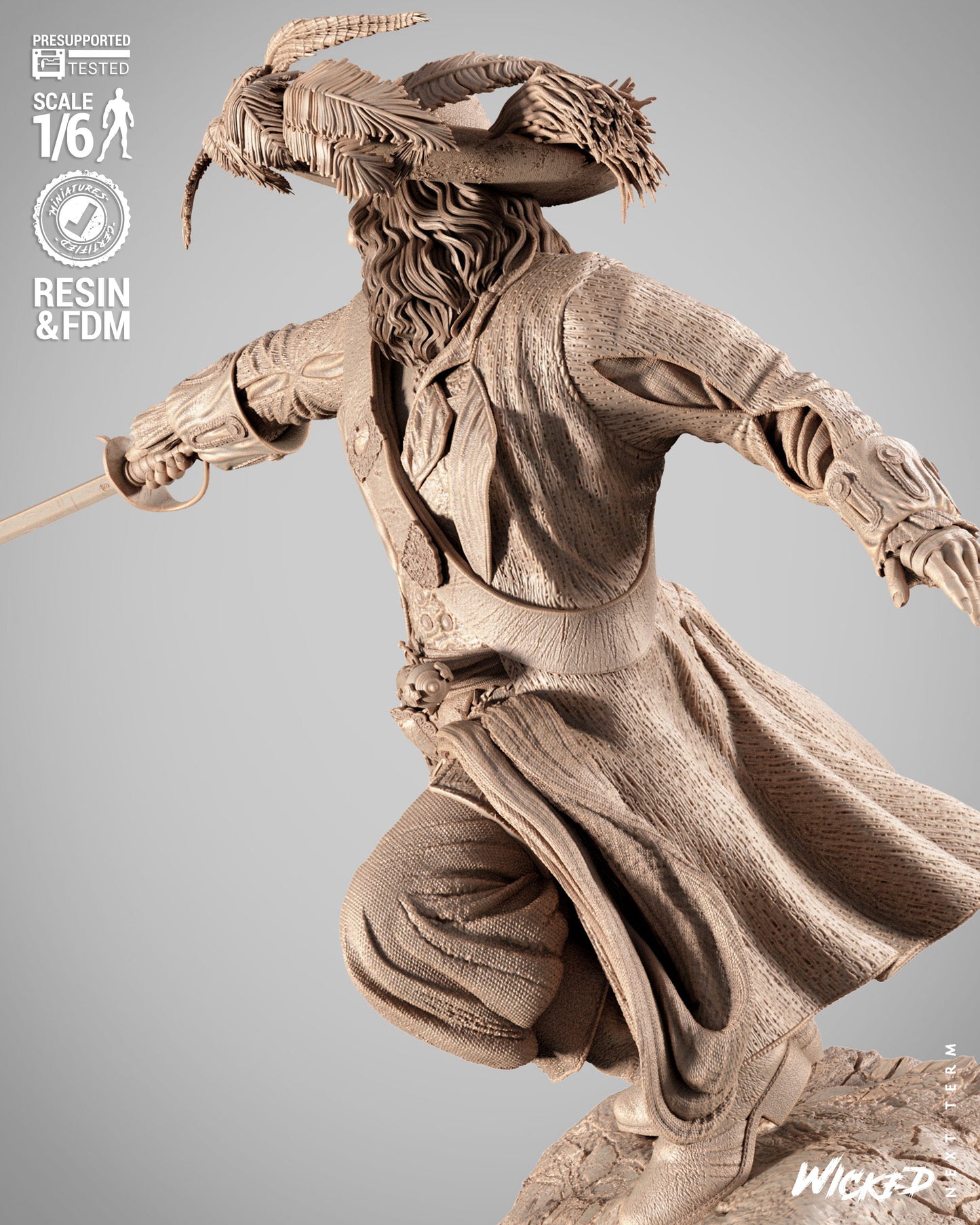 Hector Barbossa (Pirates of Caribbean) - Sculpt - 3d Printed Model Kit