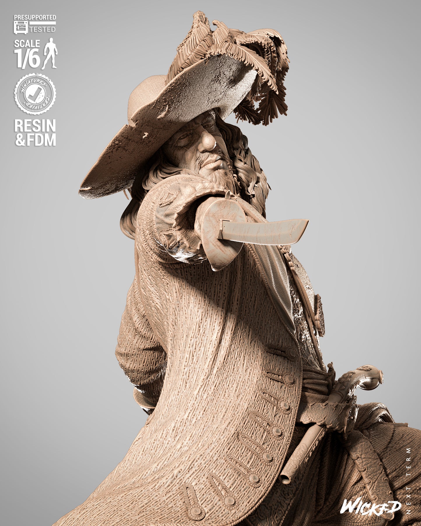 Hector Barbossa (Pirates of Caribbean) - Sculpt - 3d Printed Model Kit