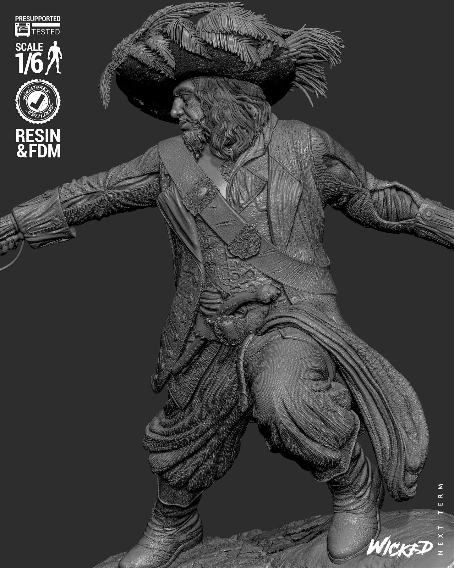 Hector Barbossa (Pirates of Caribbean) - Sculpt - 3d Printed Model Kit