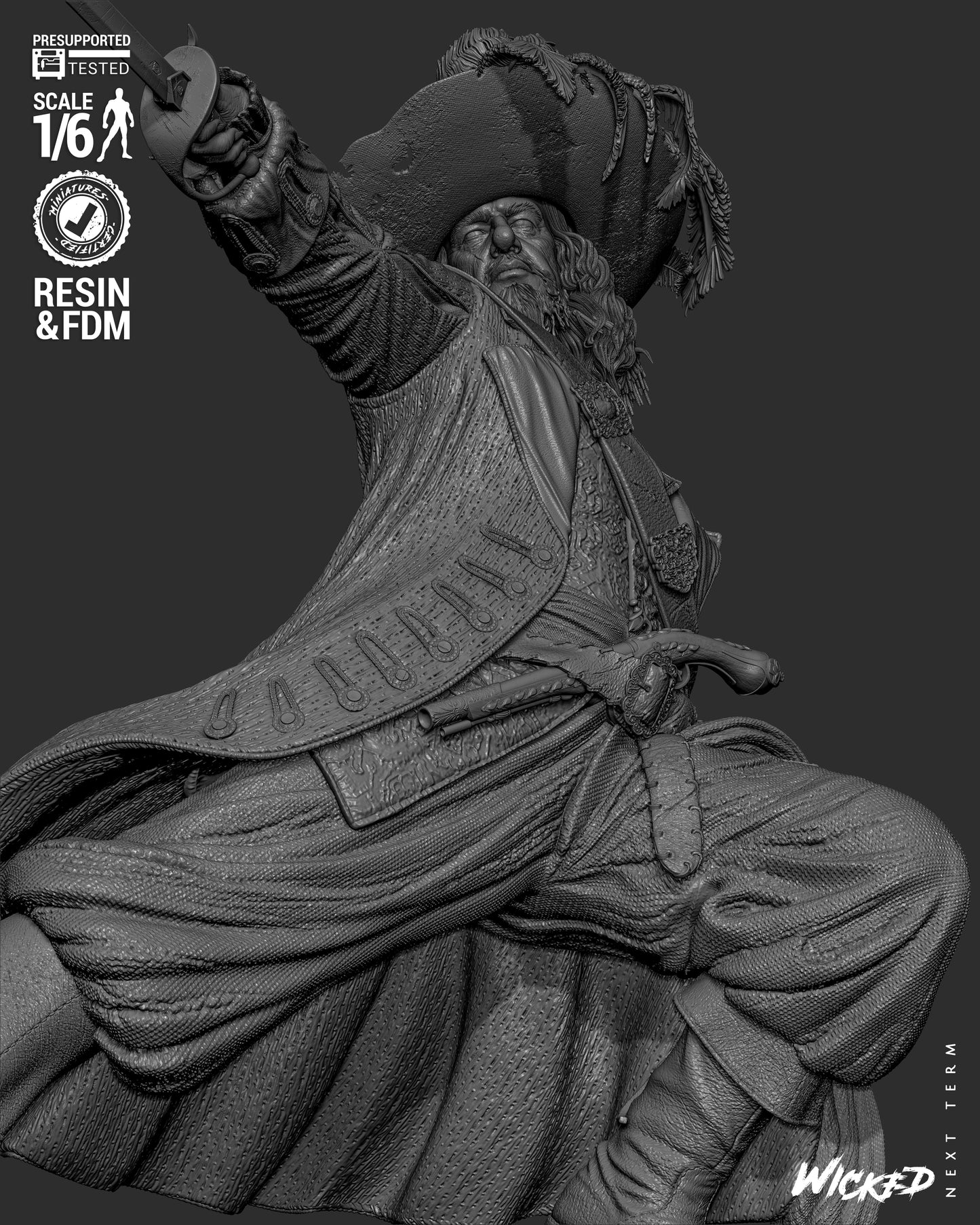 Hector Barbossa (Pirates of Caribbean) - Sculpt - 3d Printed Model Kit