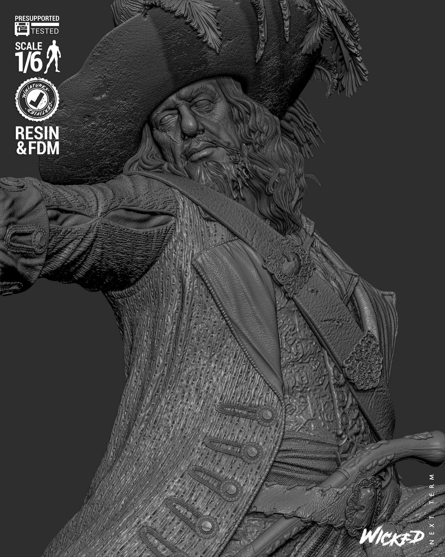 Hector Barbossa (Pirates of Caribbean) - Sculpt - 3d Printed Model Kit