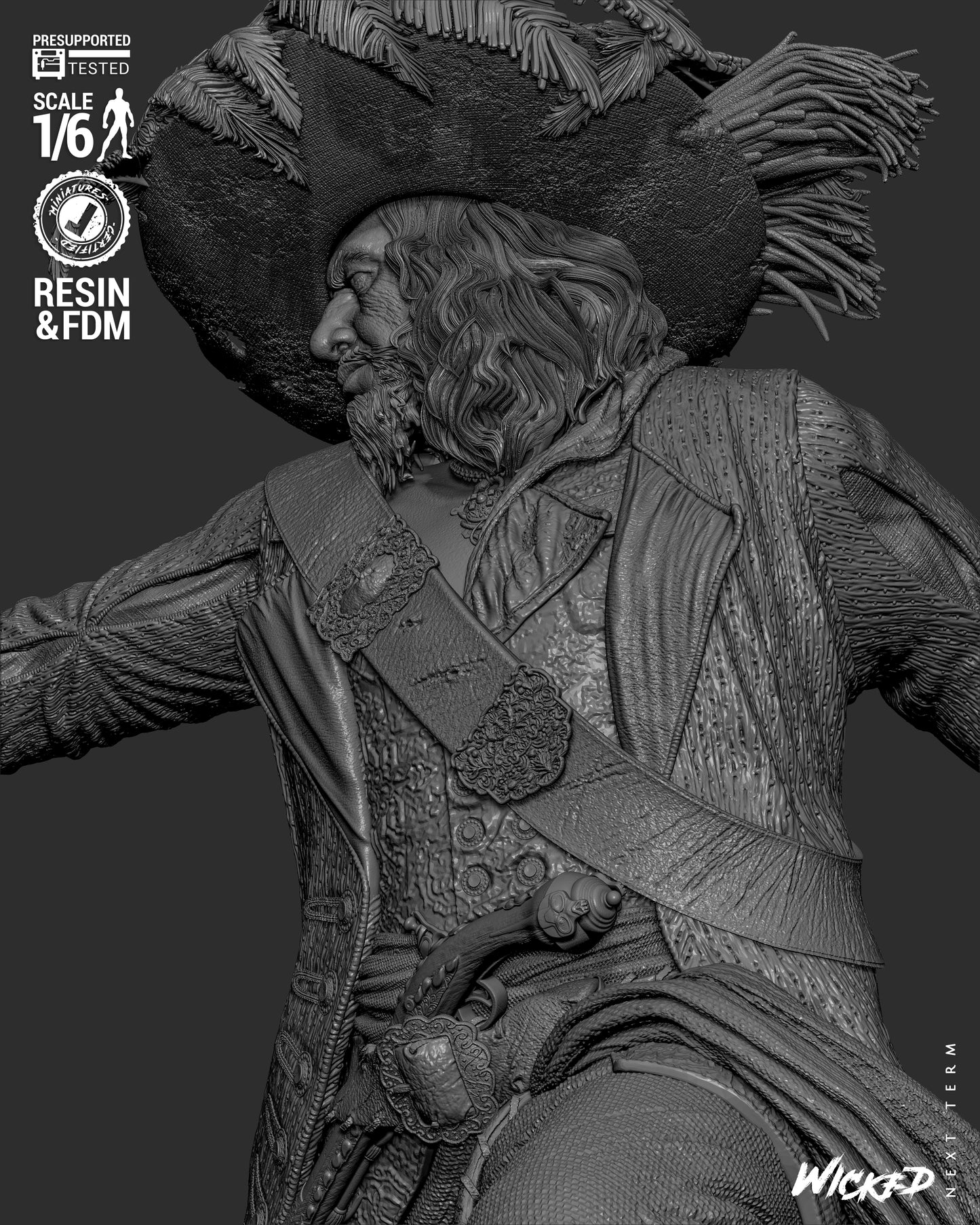 Hector Barbossa (Pirates of Caribbean) - Sculpt - 3d Printed Model Kit