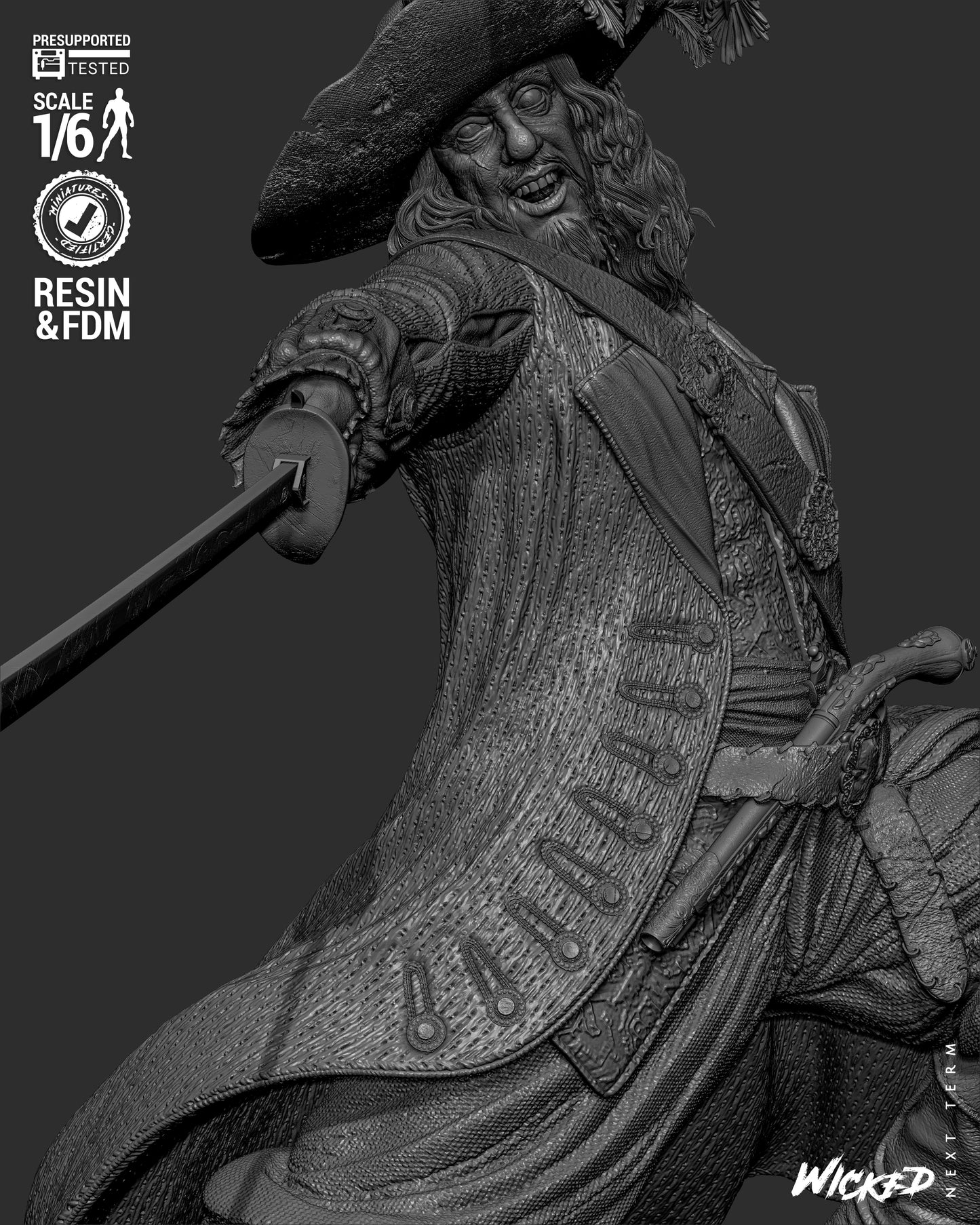 Hector Barbossa (Pirates of Caribbean) - Sculpt - 3d Printed Model Kit