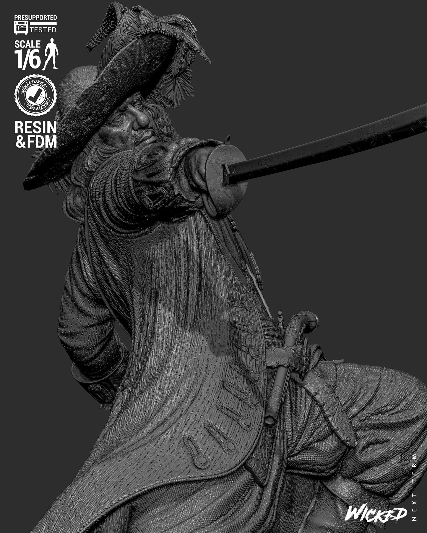 Hector Barbossa (Pirates of Caribbean) - Sculpt - 3d Printed Model Kit