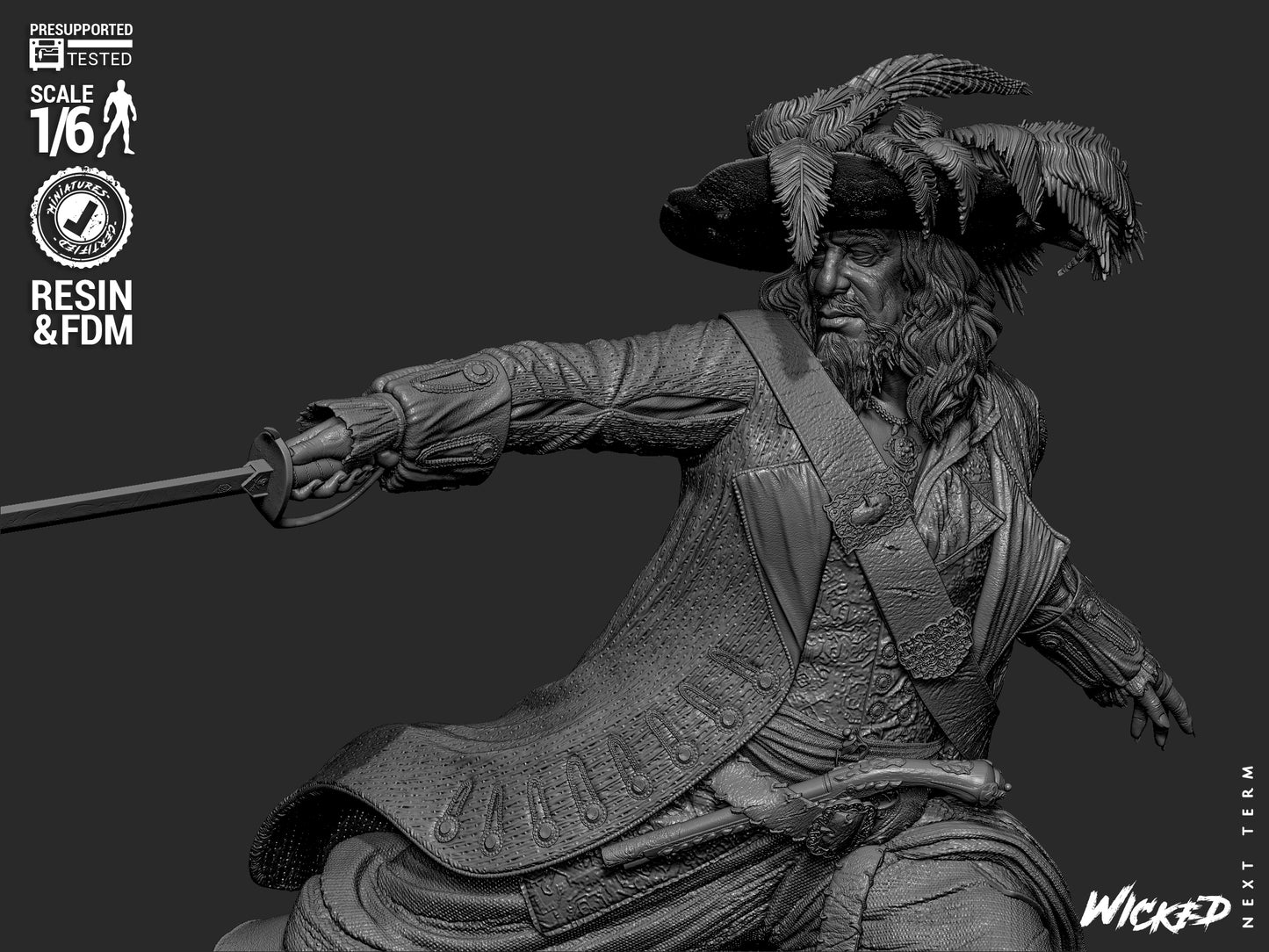 Hector Barbossa (Pirates of Caribbean) - Sculpt - 3d Printed Model Kit