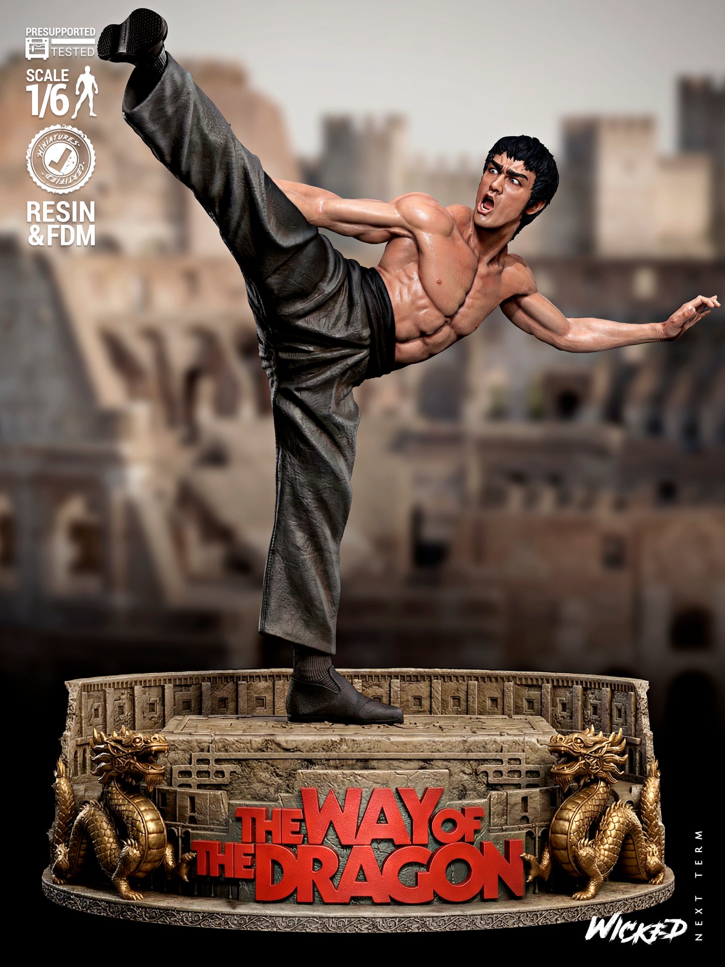 Bruce Lee Statue -3D Printed Model Kit 6 / 12 Scale Model Kit