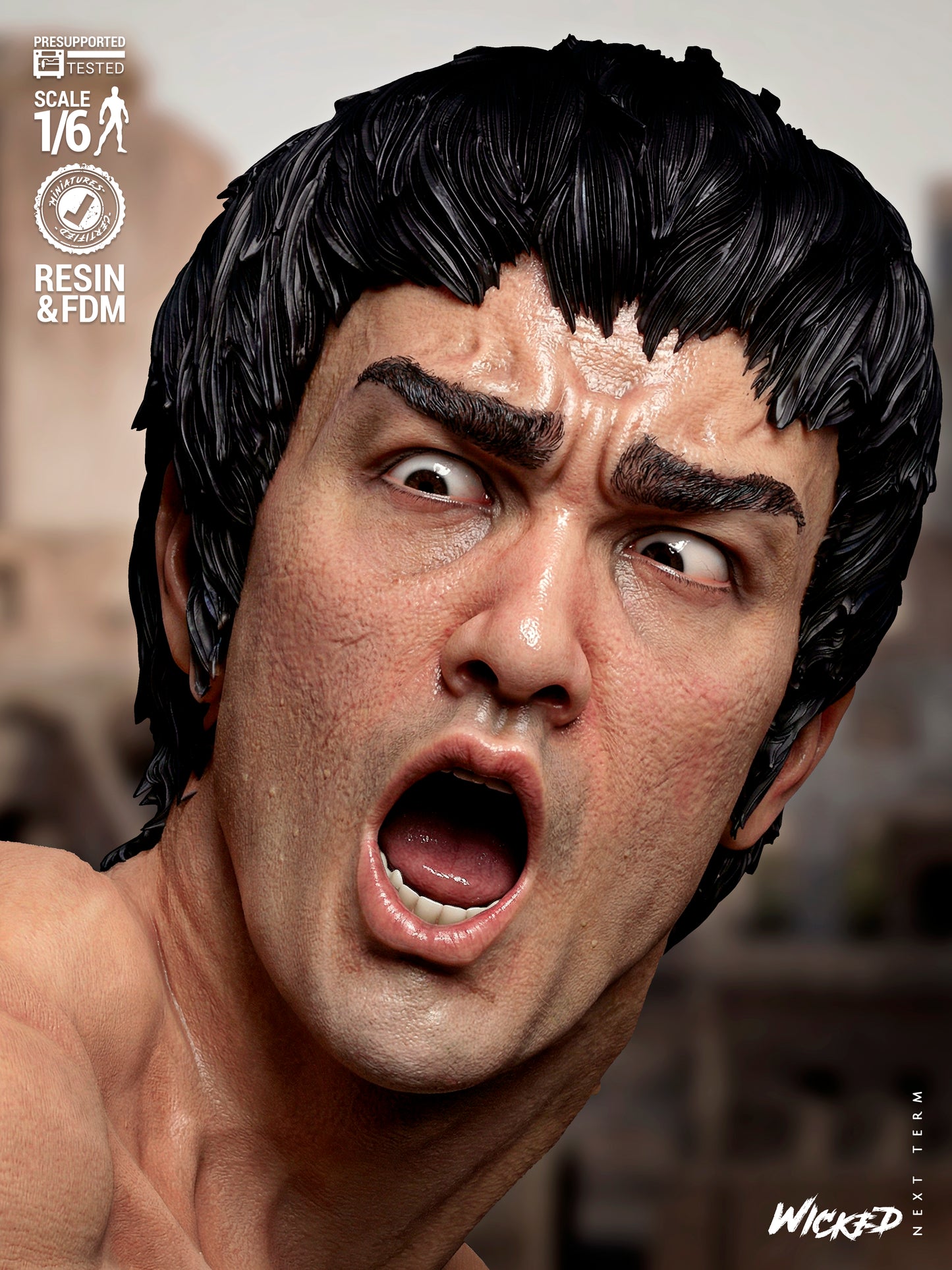 Bruce Lee Statue -3D Printed Model Kit 6 / 12 Scale Model Kit