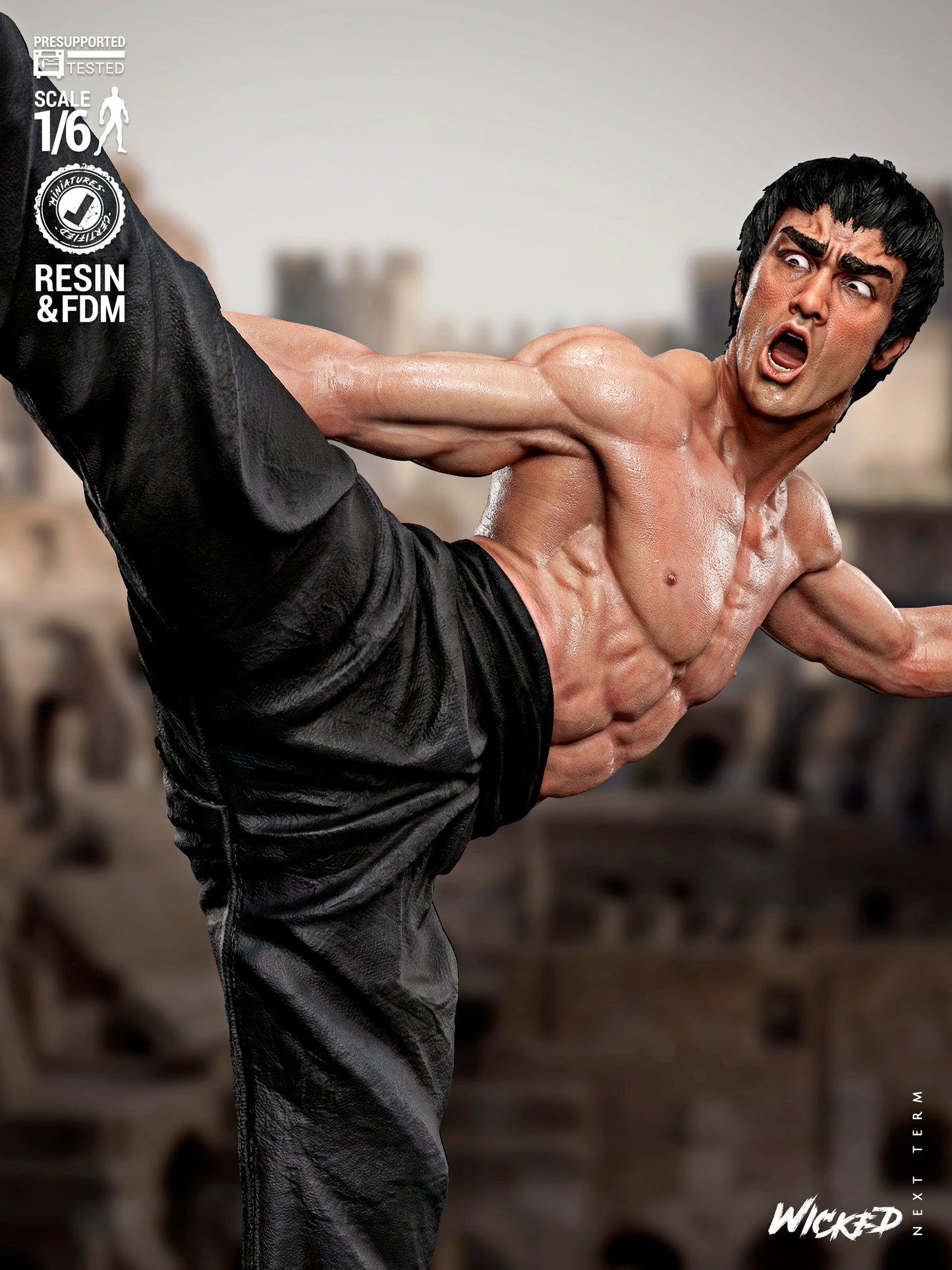 Bruce Lee Statue -3D Printed Model Kit 6 / 12 Scale Model Kit