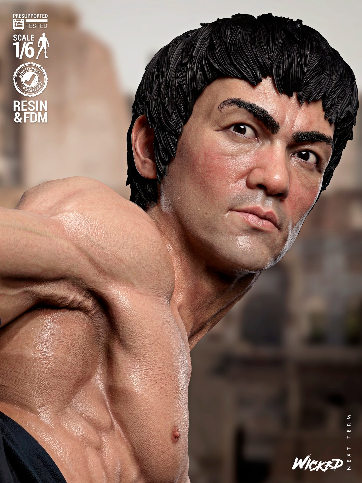 Bruce Lee Statue -3D Printed Model Kit 6 / 12 Scale Model Kit