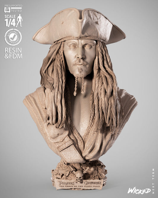 Jack Sparrow (Pirates of Caribbean) - Bust - 3d Printed Model Kit