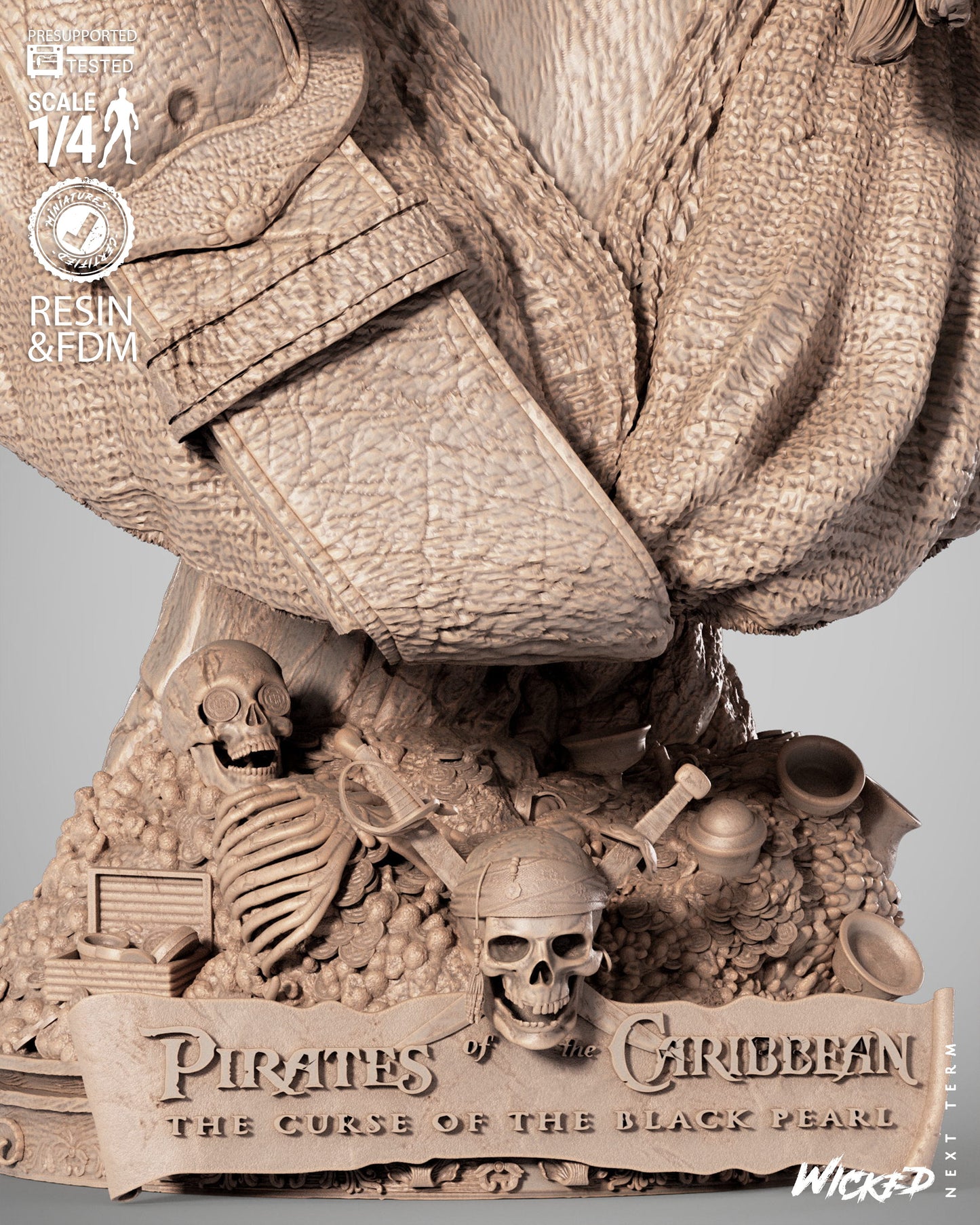 Jack Sparrow (Pirates of Caribbean) - Bust - 3d Printed Model Kit