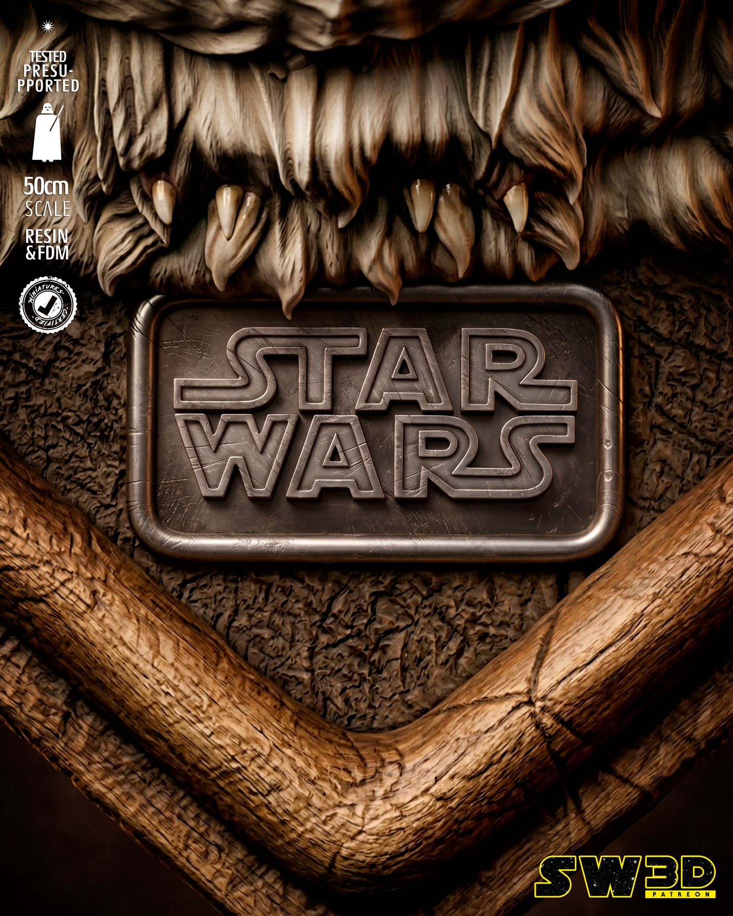 Nexu Wall Bust (Star Wars) - 250mm  3D printed model kit (Fan Art)
