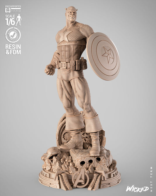 Captain America (Fan Art) Sculpt - 1:6 and 1:12 scale 3d Printed Model Kit