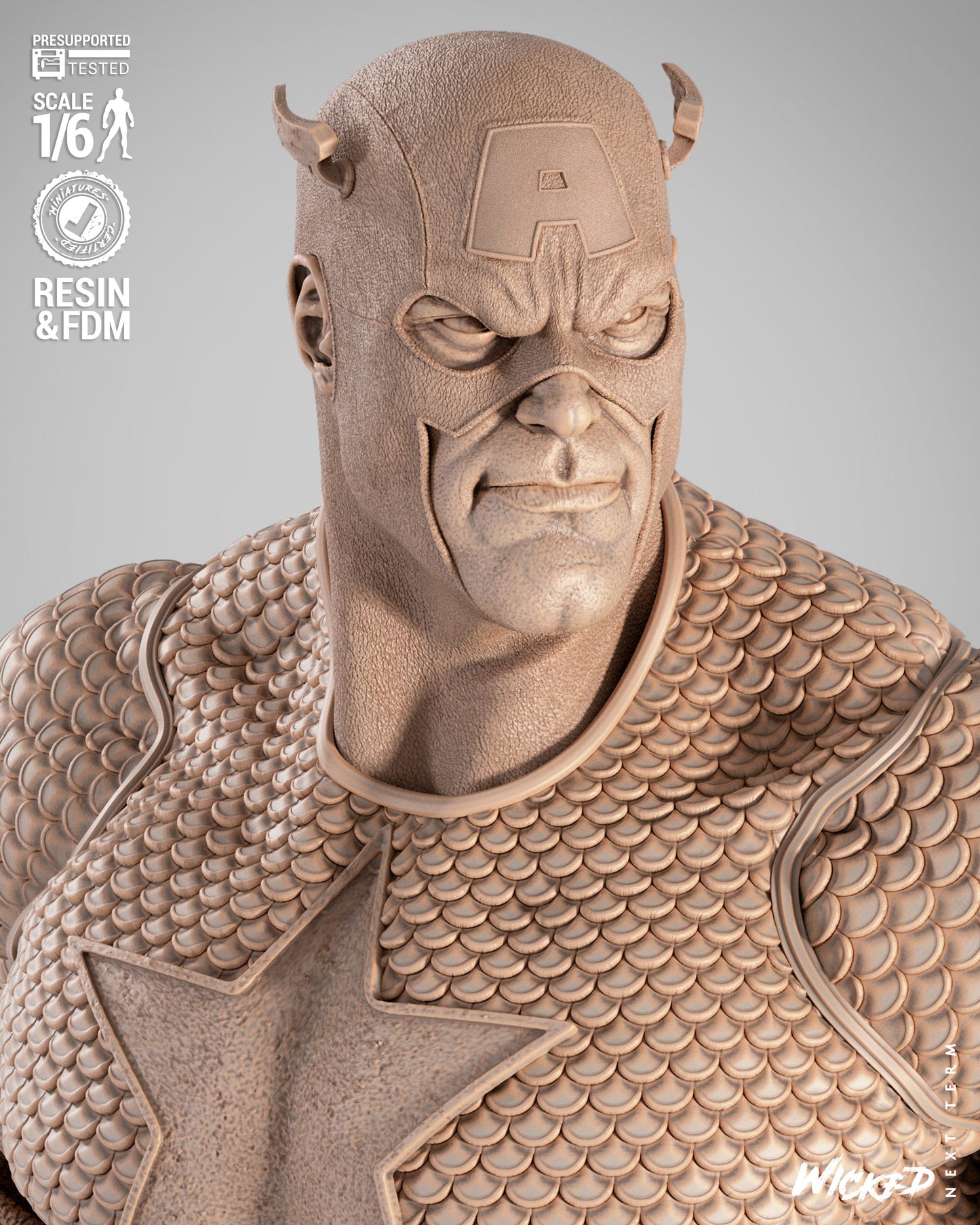 Captain America (Fan Art) Sculpt - 1:6 and 1:12 scale 3d Printed Model Kit