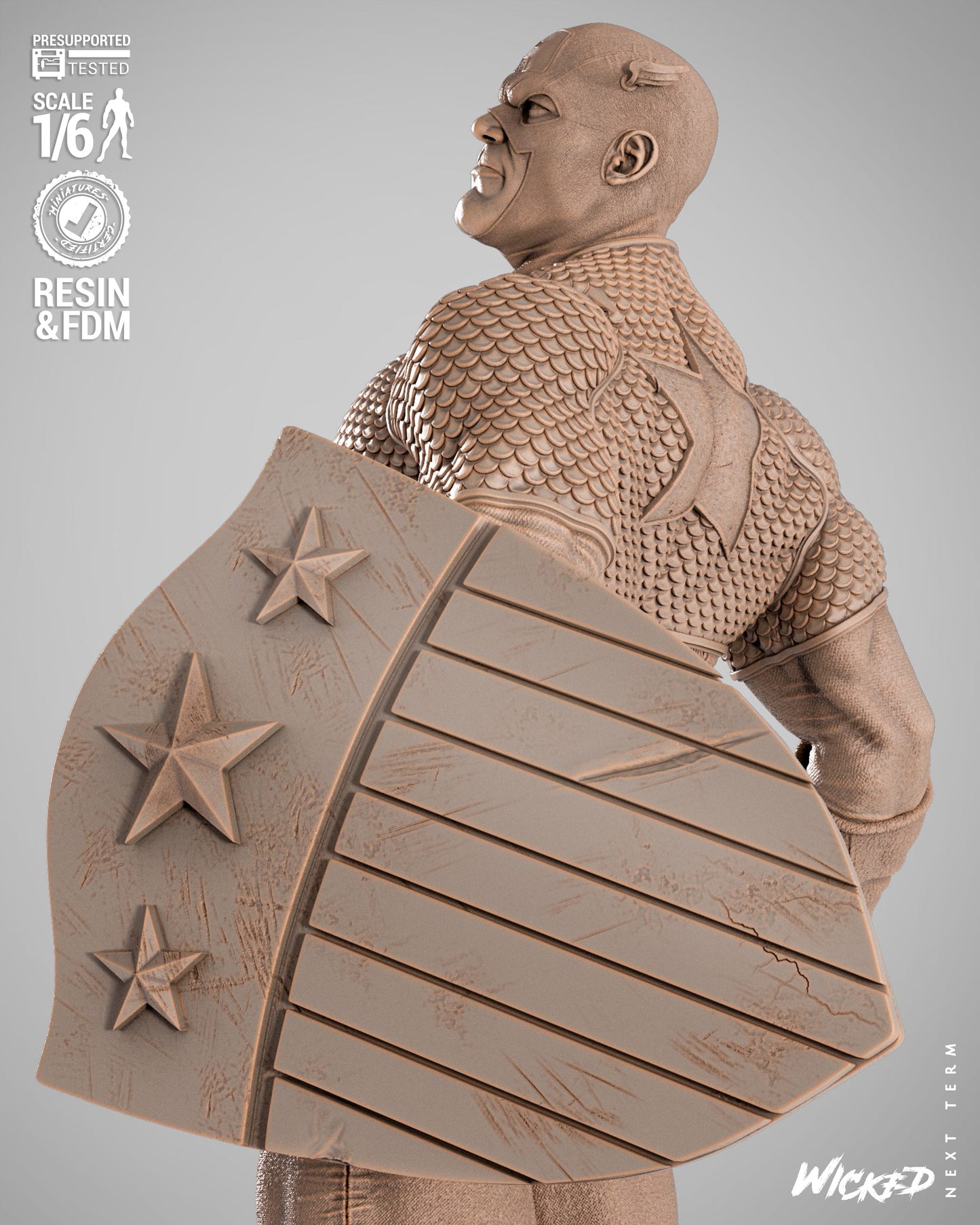 Captain America (Fan Art) Sculpt - 1:6 and 1:12 scale 3d Printed Model Kit