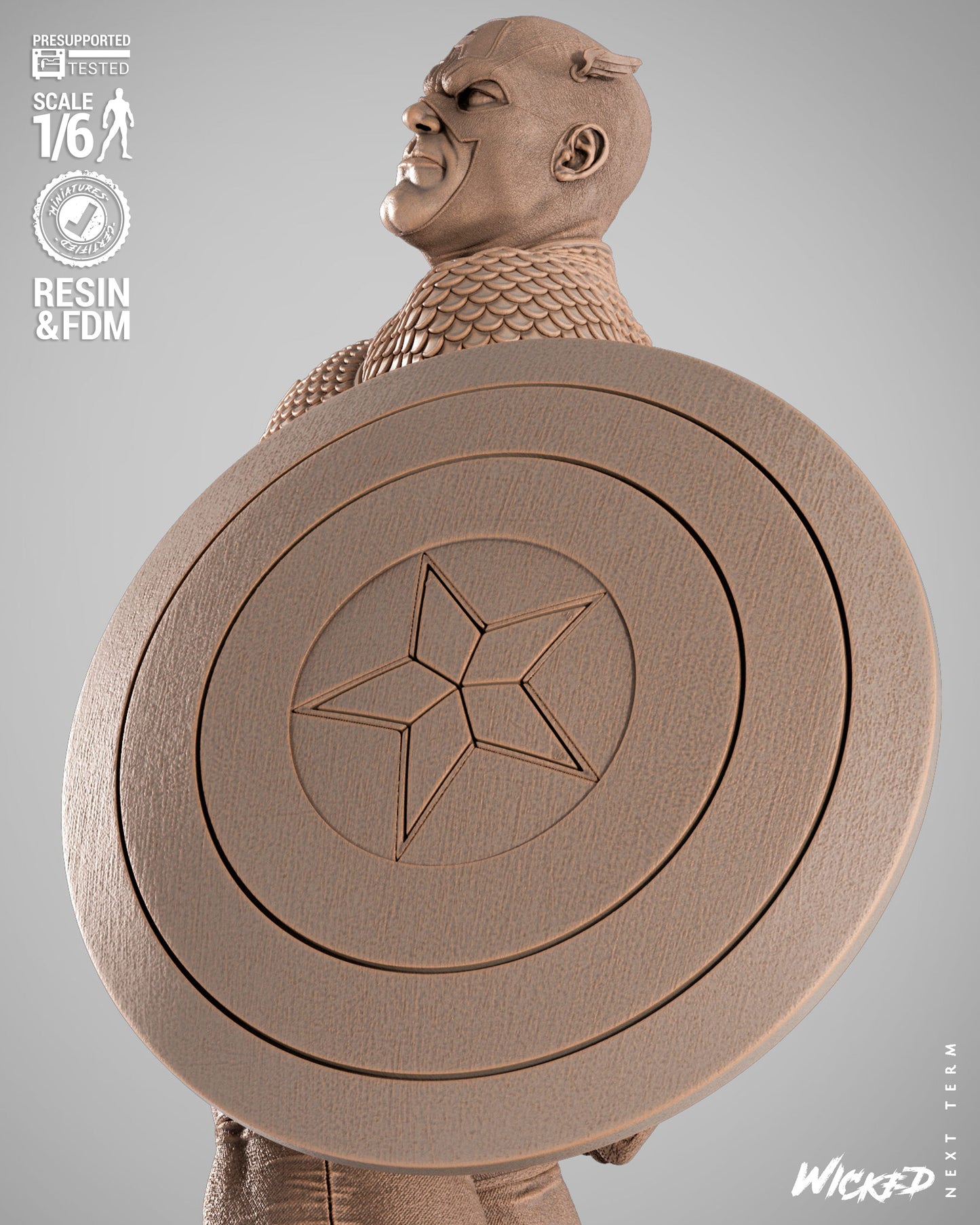 Captain America (Fan Art) Sculpt - 1:6 and 1:12 scale 3d Printed Model Kit