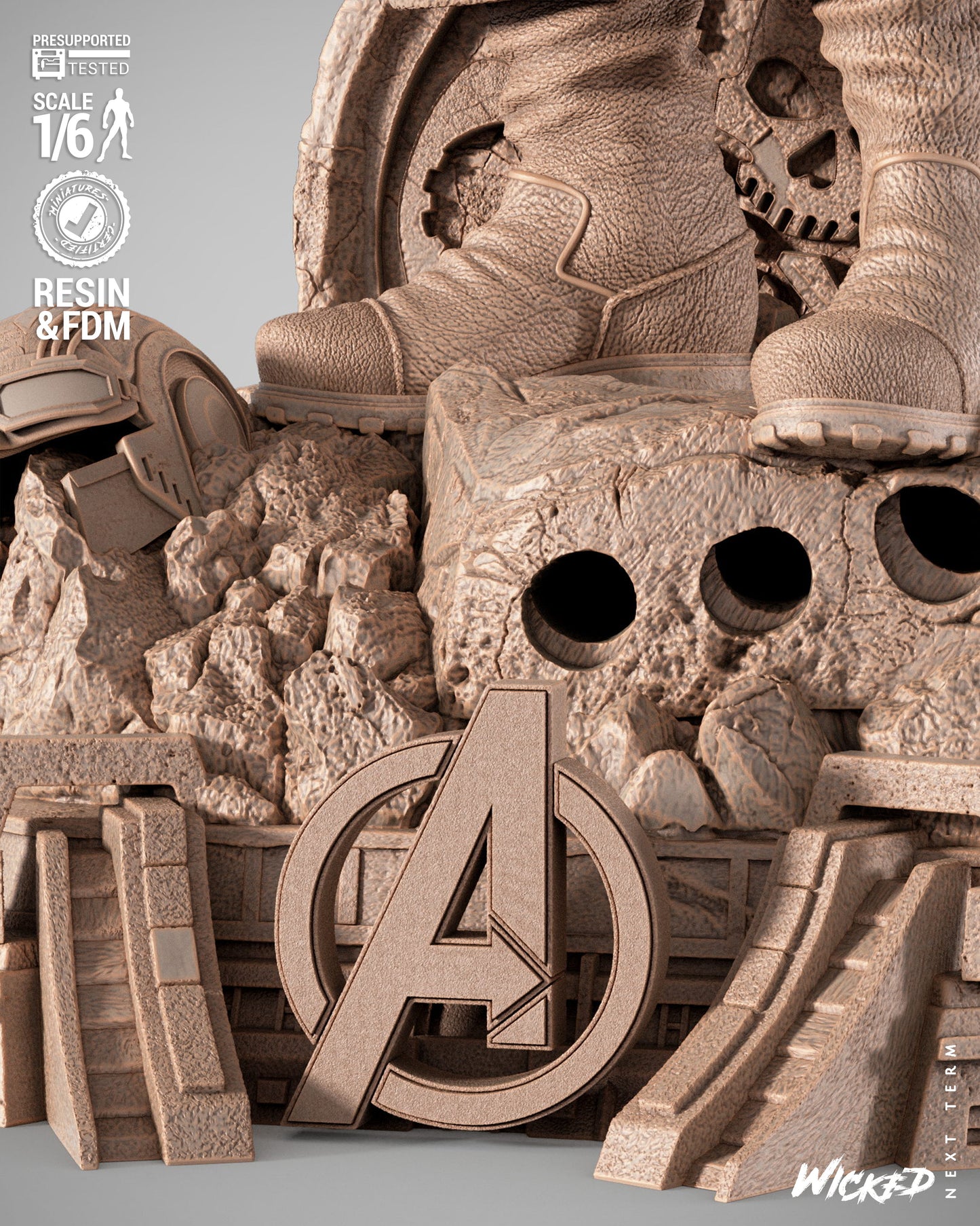 Captain America (Fan Art) Sculpt - 1:6 and 1:12 scale 3d Printed Model Kit