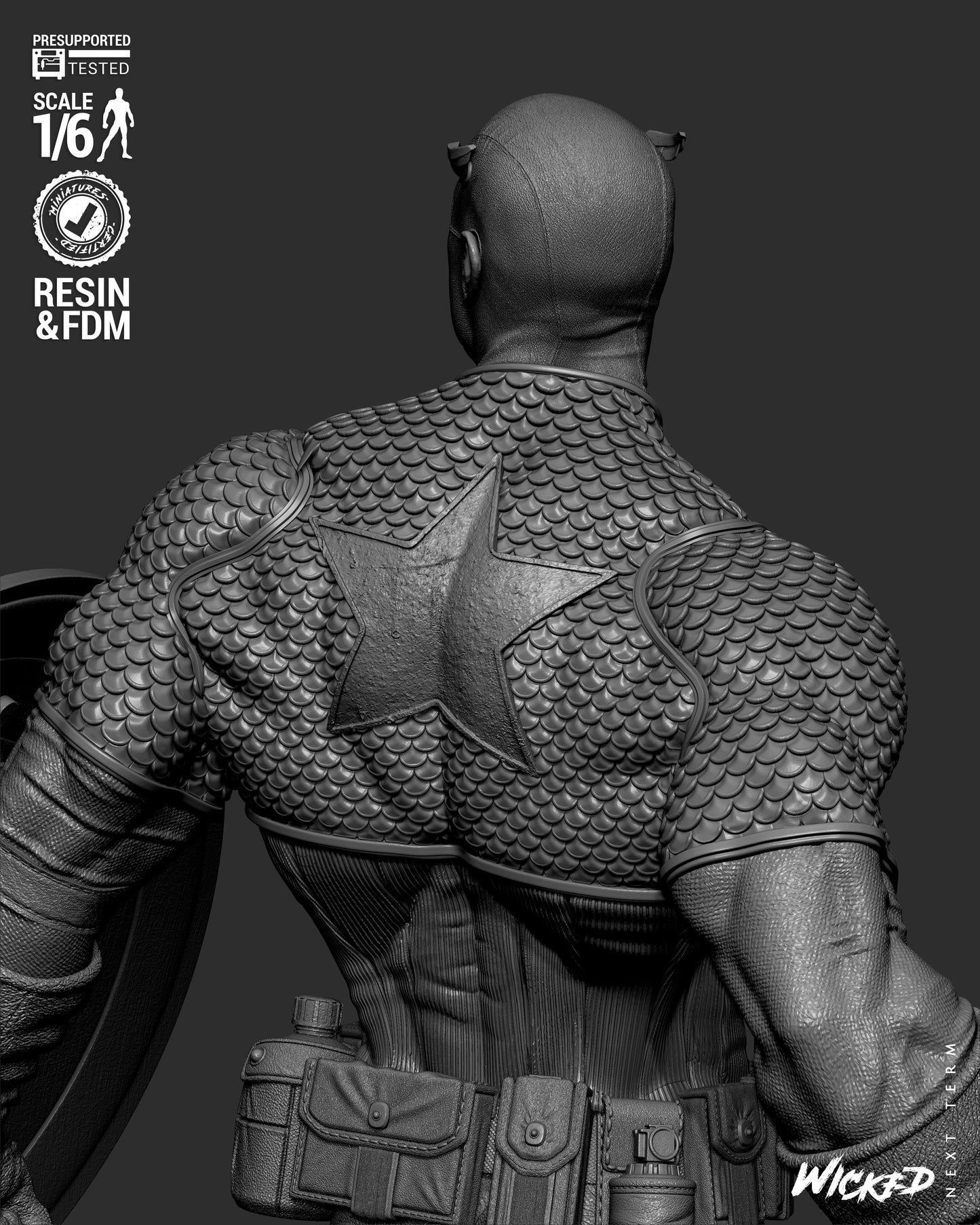 Captain America (Fan Art) Sculpt - 1:6 and 1:12 scale 3d Printed Model Kit