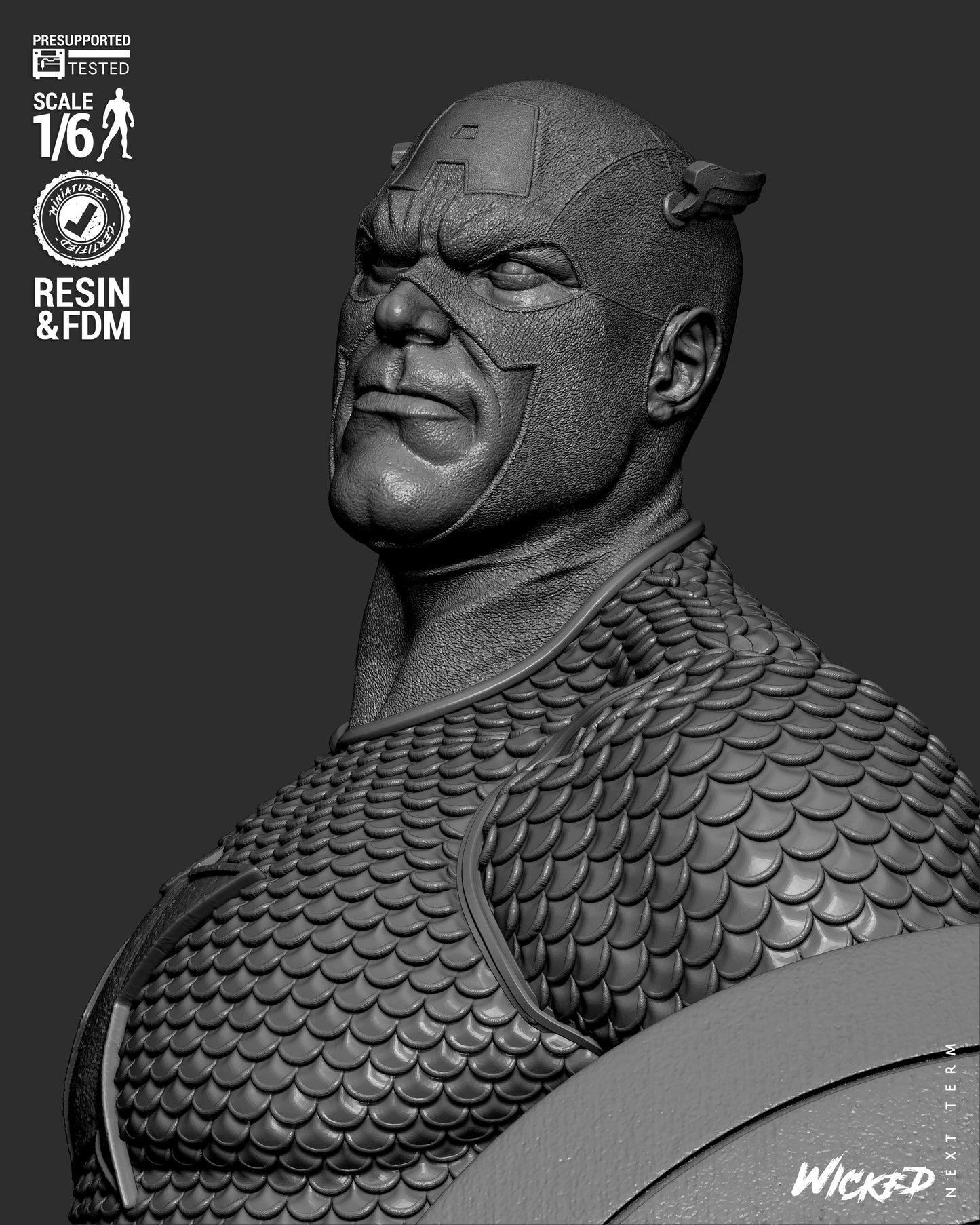 Captain America (Fan Art) Sculpt - 1:6 and 1:12 scale 3d Printed Model Kit