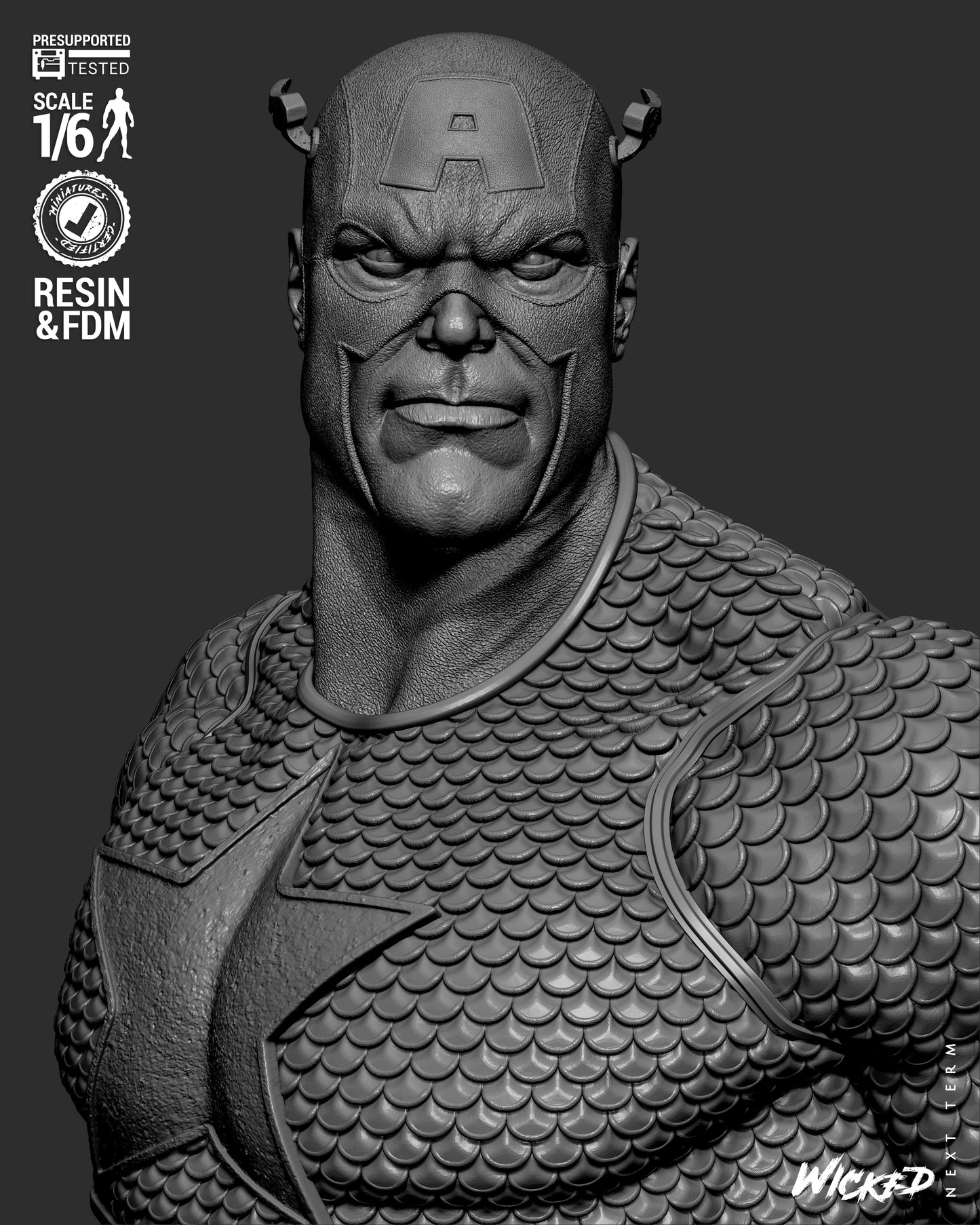 Captain America (Fan Art) Sculpt - 1:6 and 1:12 scale 3d Printed Model Kit