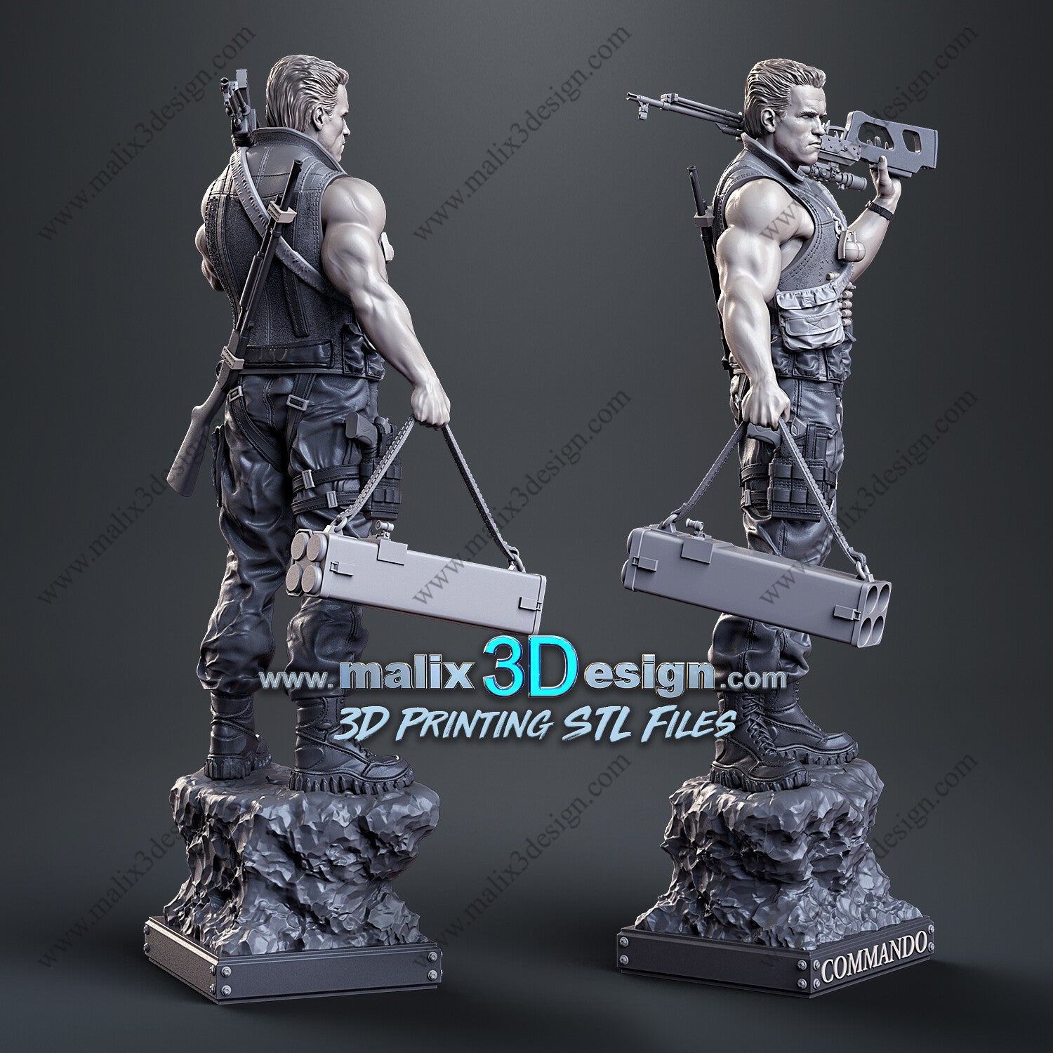 Commando Statue - 3D Printed Model 8, 10 & 16th scale