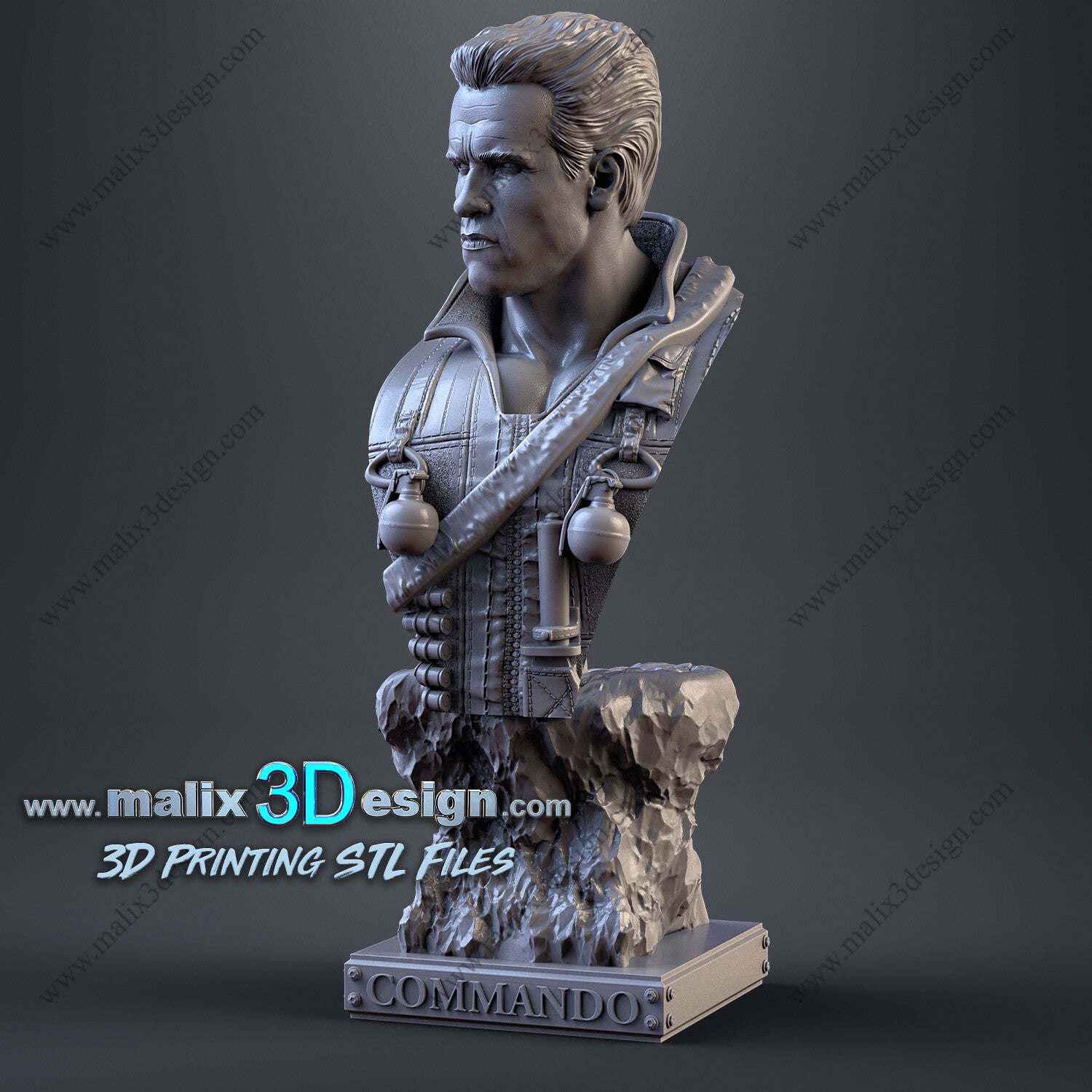 Commando Bust - 3D Printed Model