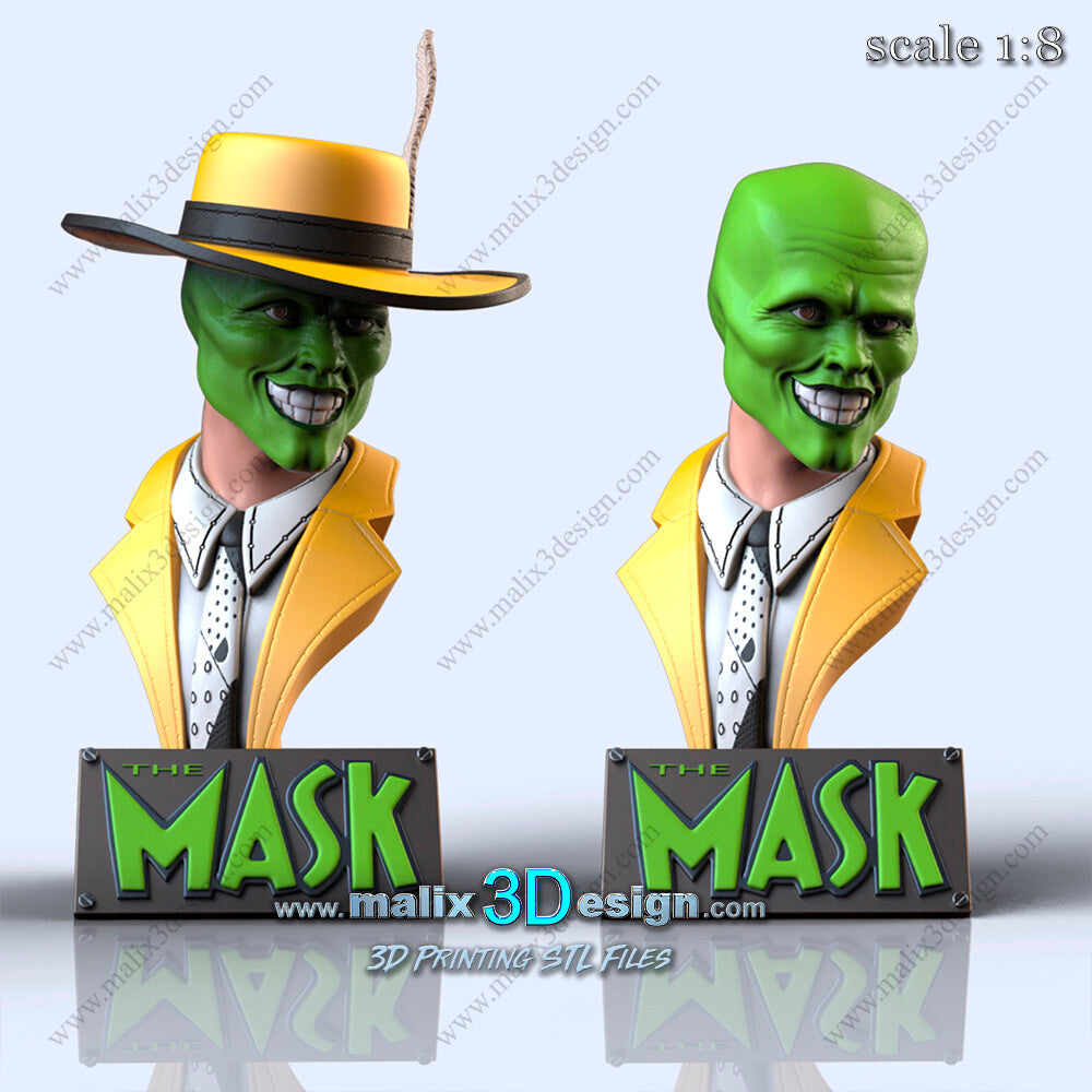 The Mask Bust - Fan Art 8 Scale 3D Printed Model