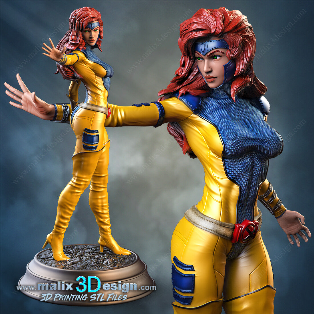 Jean Grey Statue- X-Men, 3D Print Model 8th, 10th and 16th Scale