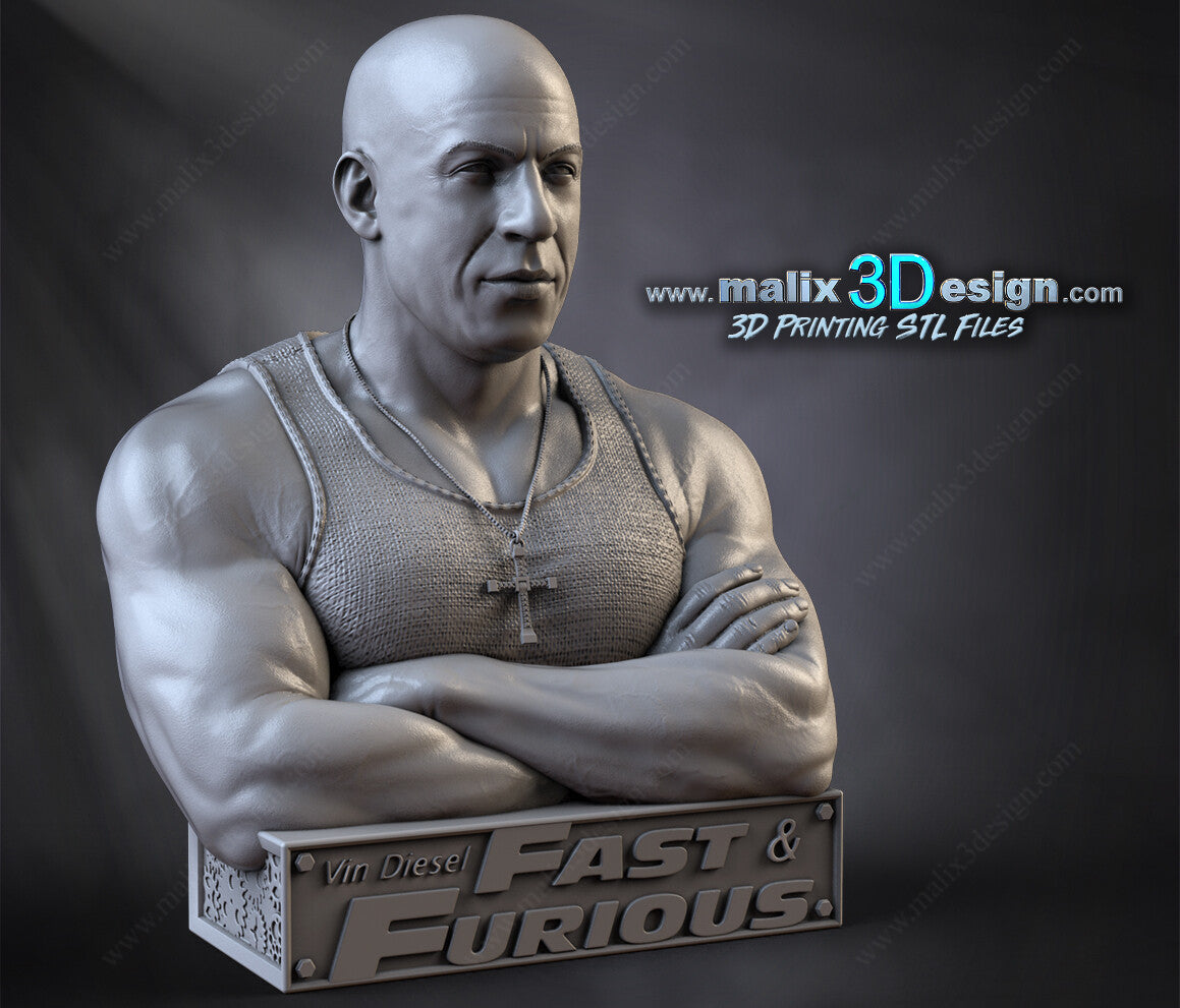 Vin Diesel - The Fast and the Furious Bust - 3D Printed Model