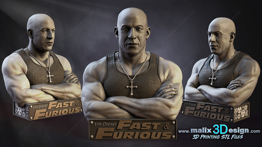 Vin Diesel - The Fast and the Furious Bust - 3D Printed Model