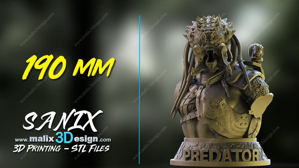 Predator Bust - 3D Printed Model - 190mm Height