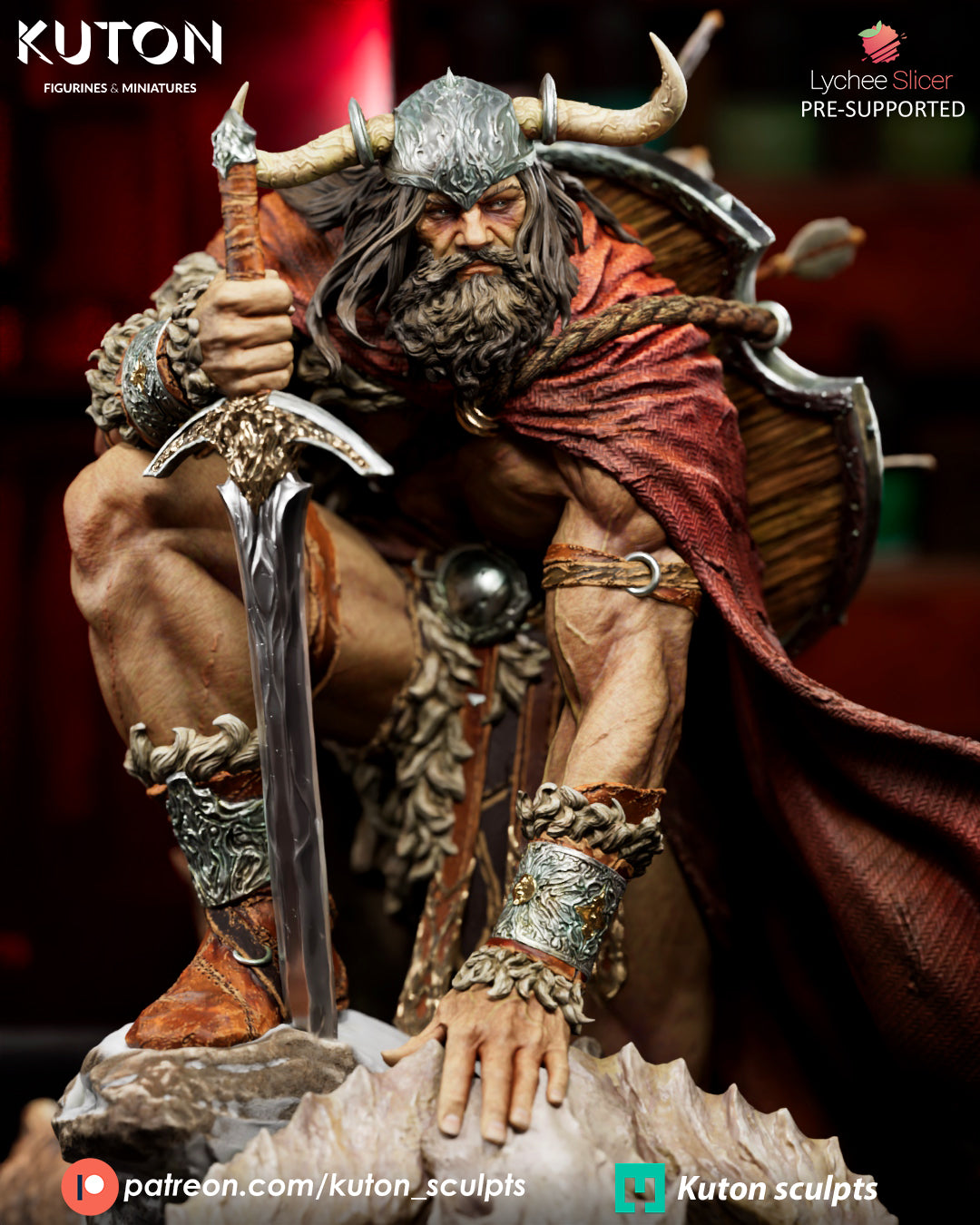 Draven Statue / Bust - Viking Warrior - 3D Print Model Kit