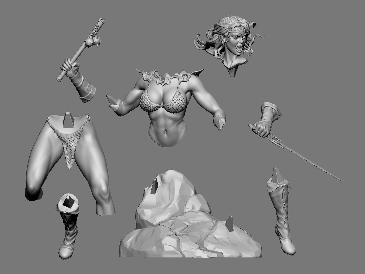 Red Sonja - 3D printed statue model kit - 270mm