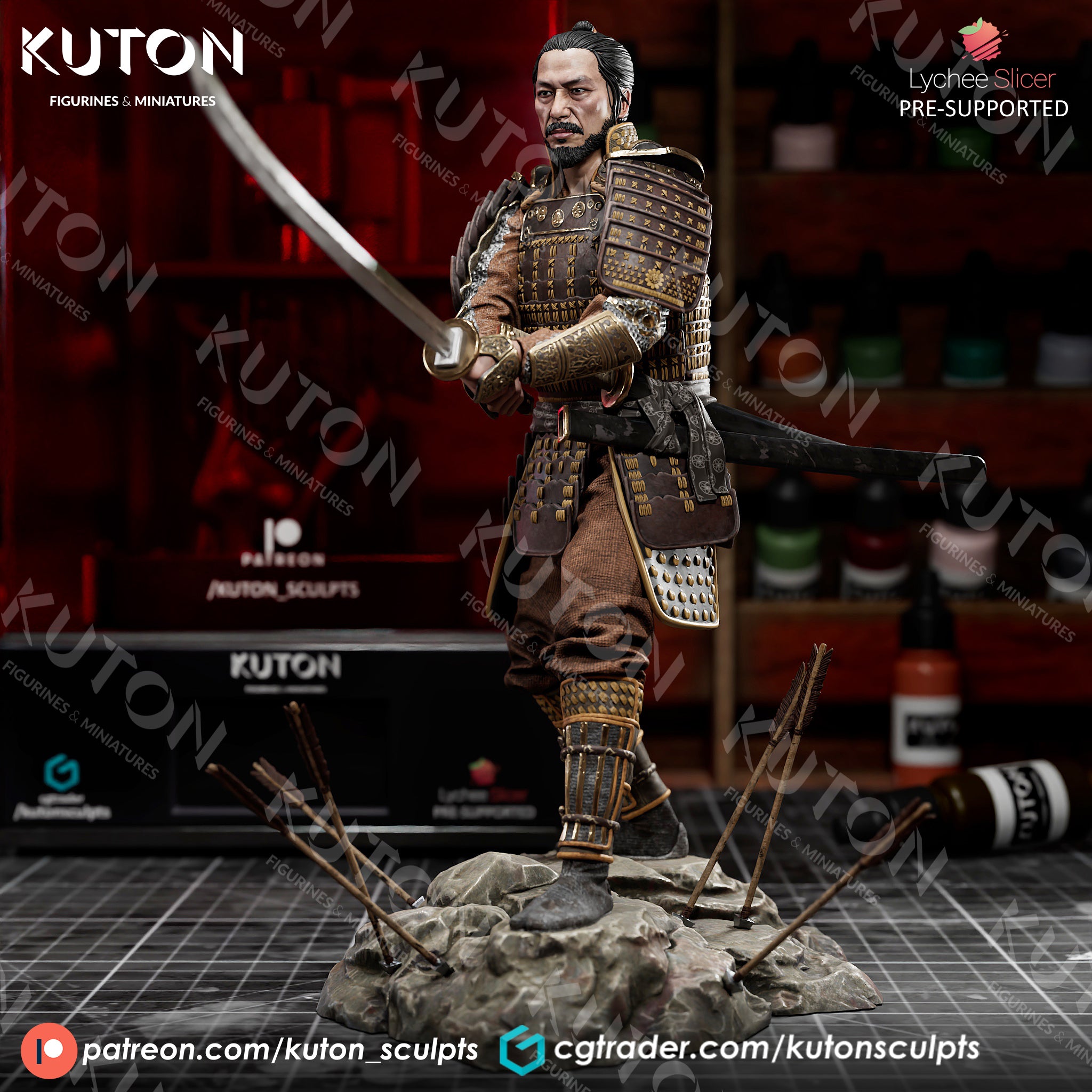 Yoshii Toranaga (Samurai) 3D Printed model 236mm (1/9 scale) - Fan Art