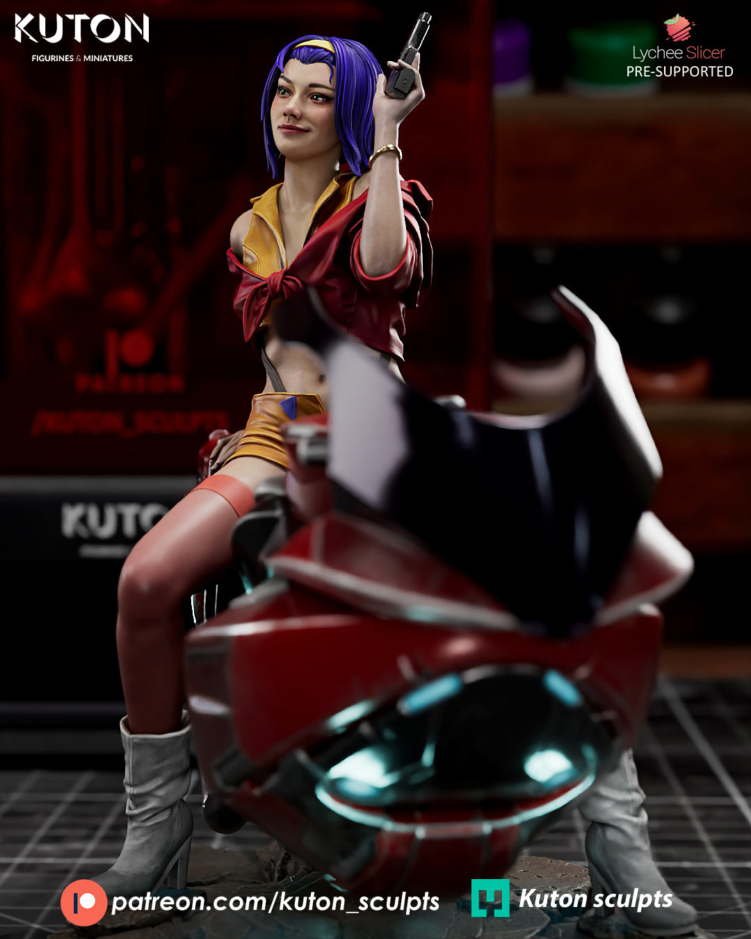 Faye Valentine 3D Printed Statue 1:10 Scale &  Miniature