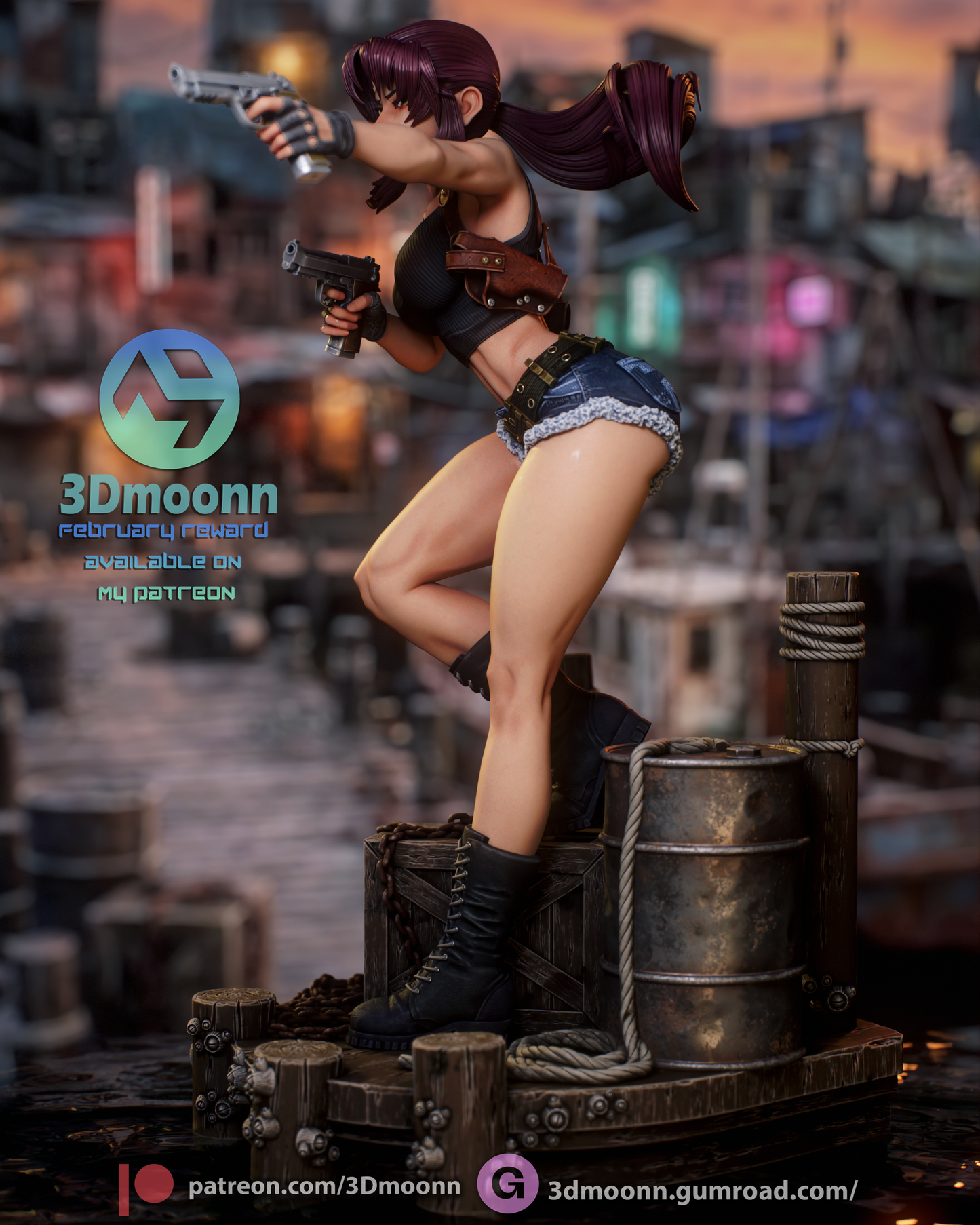 Revy (Black Lagoon) - 3d Printed 1:6 model kit (Fan Art)