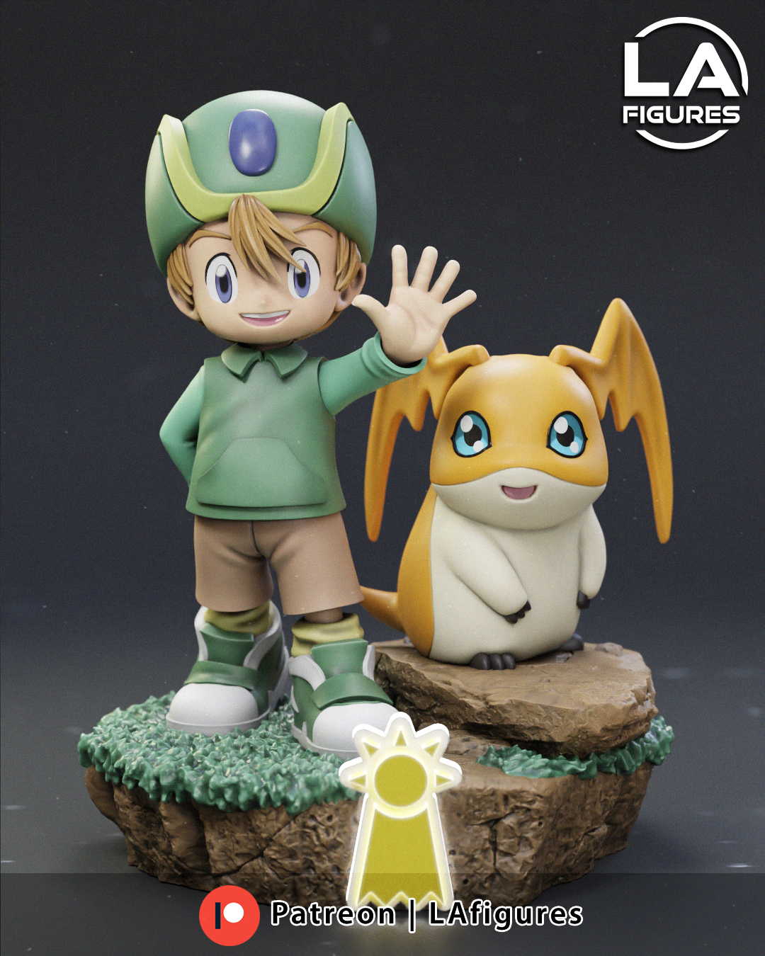 TK and Patamon (Digimon) Statue - 133mm - 3D Print Fan Art