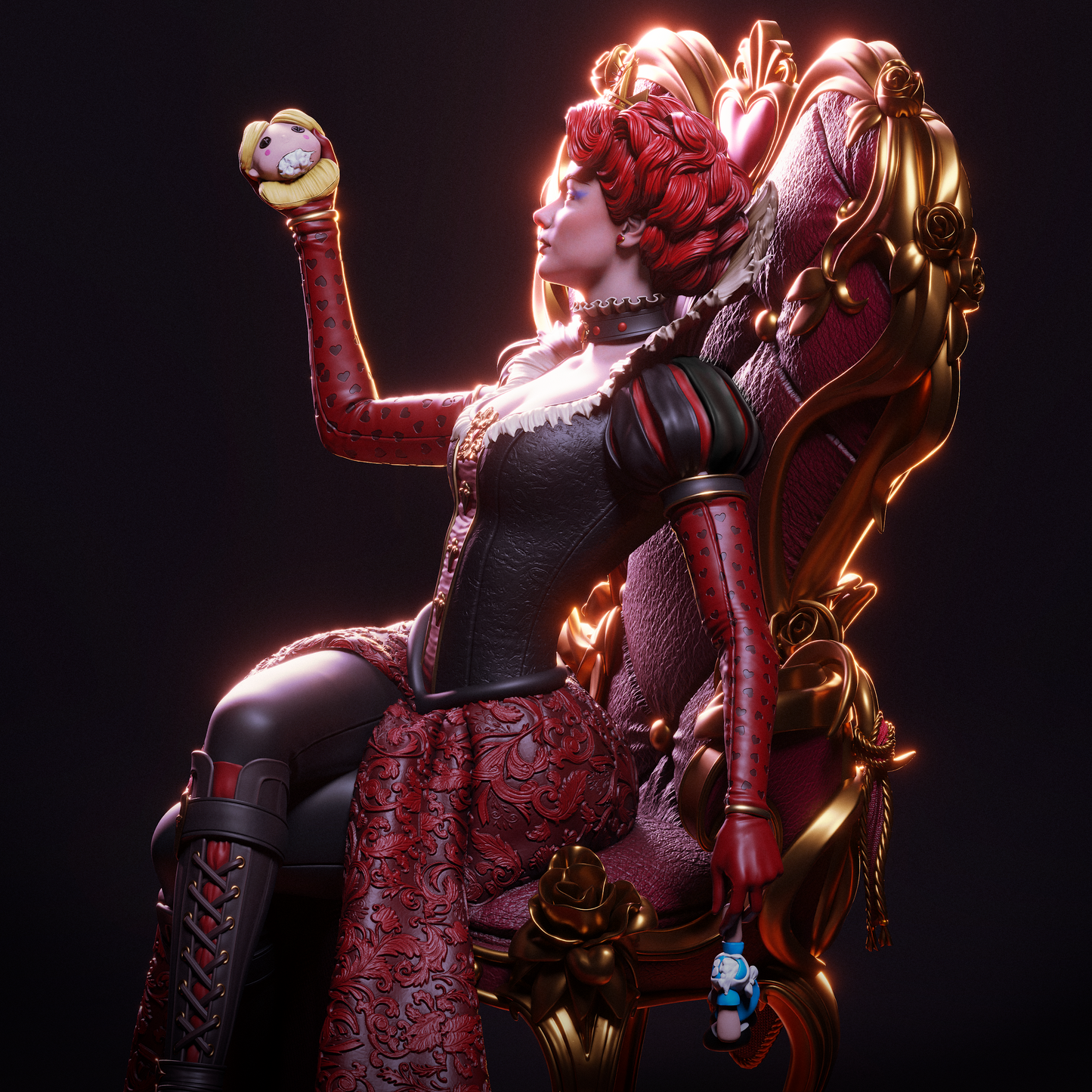 Queen of Hearts - 3D Printed Model Statue - 6 and 9 Scale