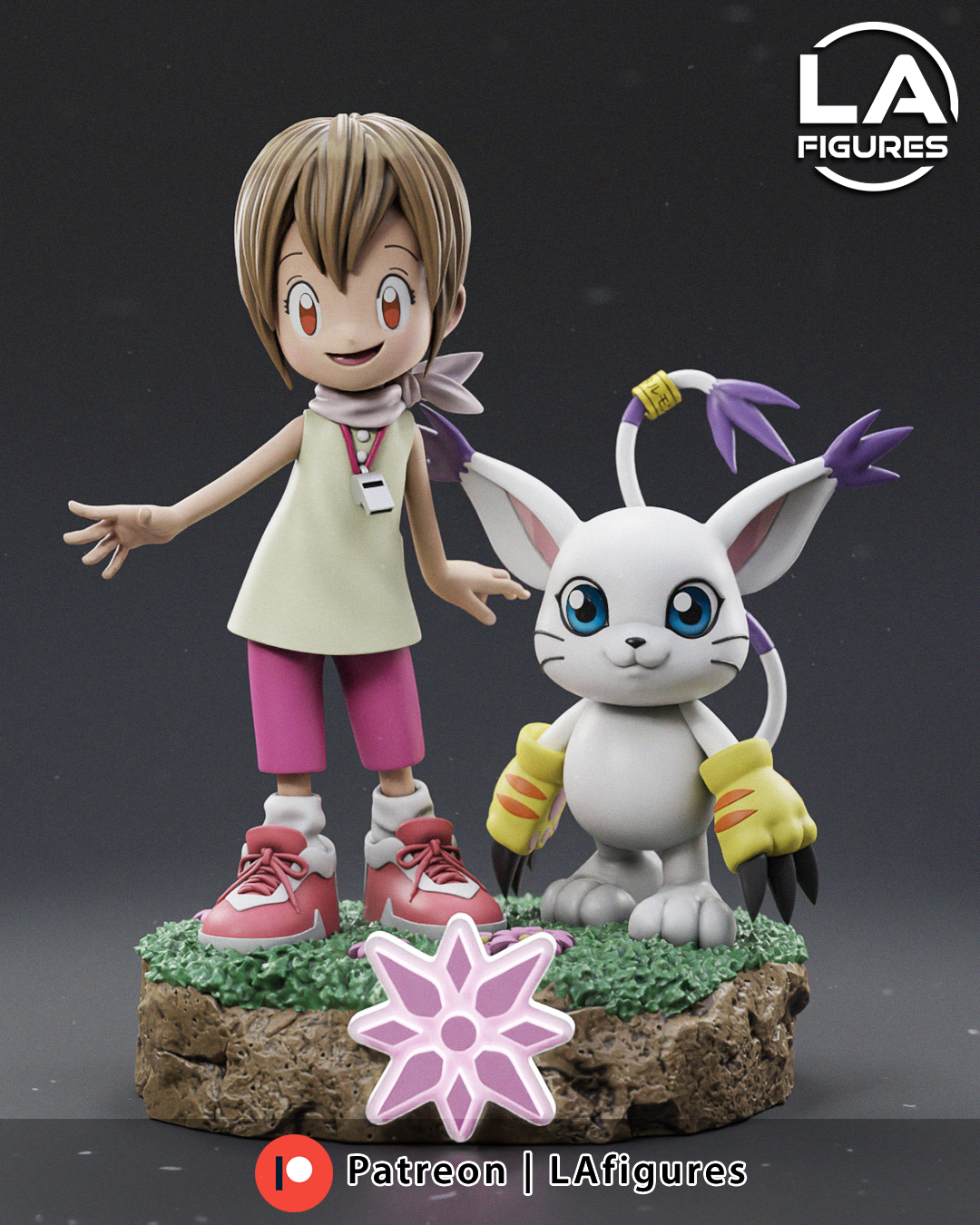 Kari and Tailmon (Digimon) Statue - 142mm - 3D Print Fan Art