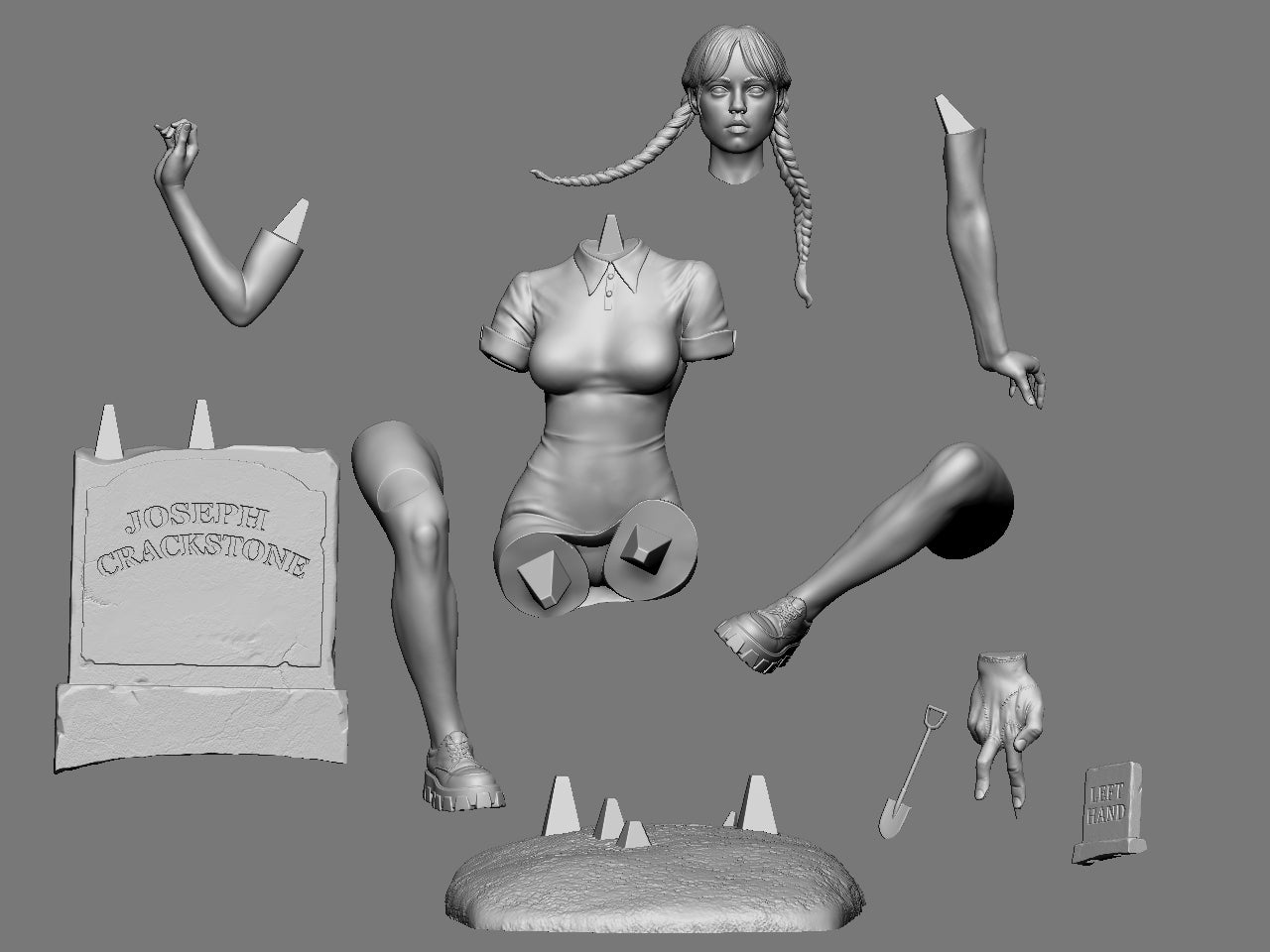 Wednesday Addams - 3D Printed Statue Model Kit