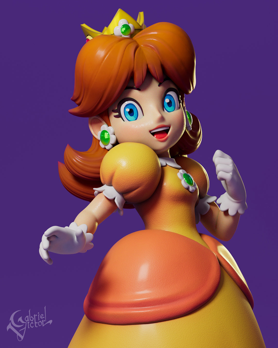 Daisy - Mario 3D Printed model, unassembled and unpainted