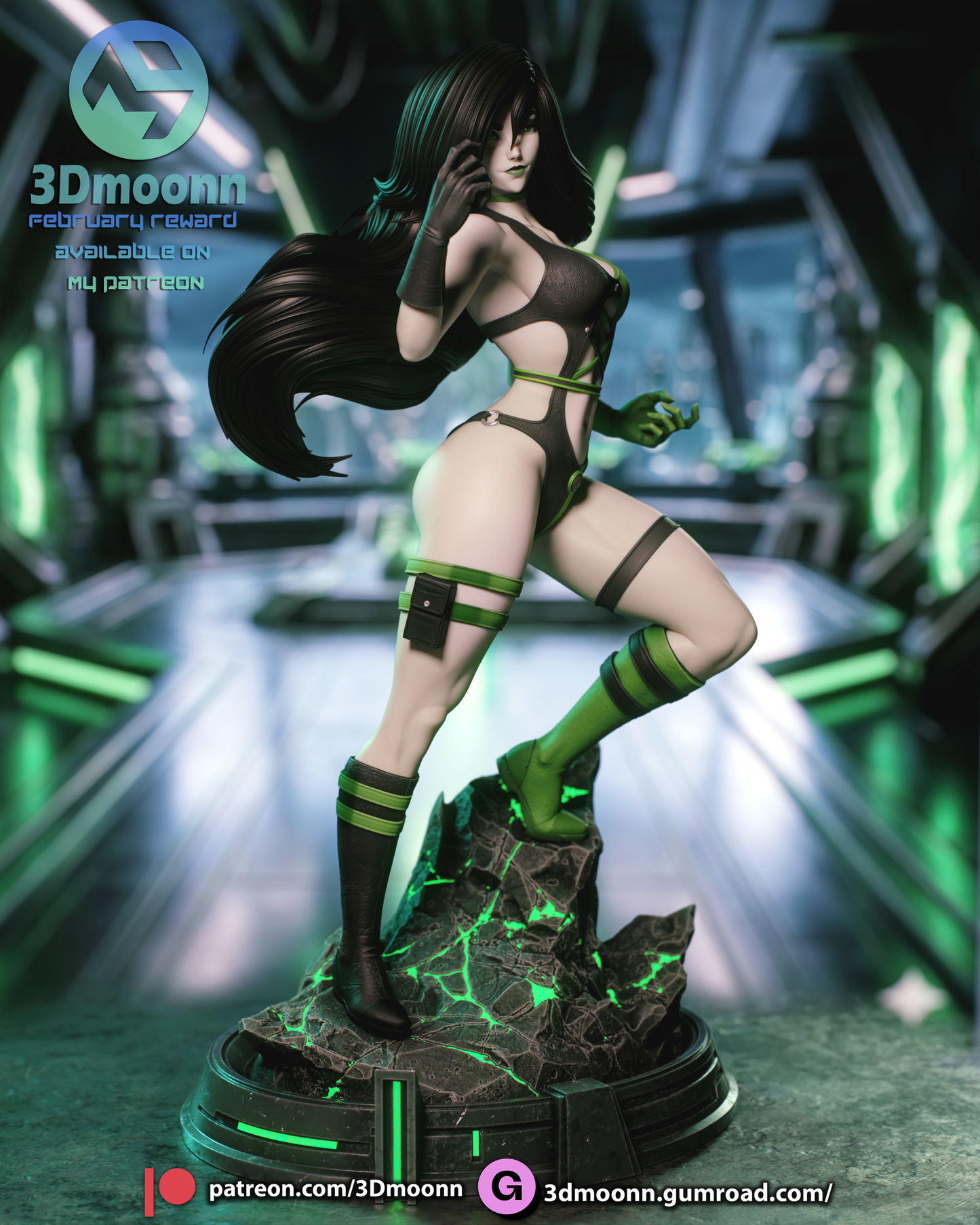 Shego (Kim Possible) - 3d Printed 1:6 model kit (Fan Art) V2