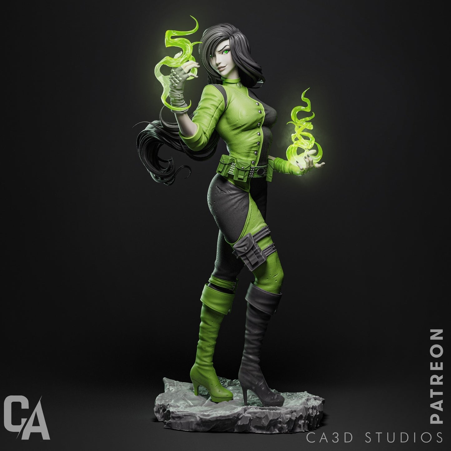Shego - Kim Possible 3D Printed Statue - Unpainted and Unassembled - FAN ART