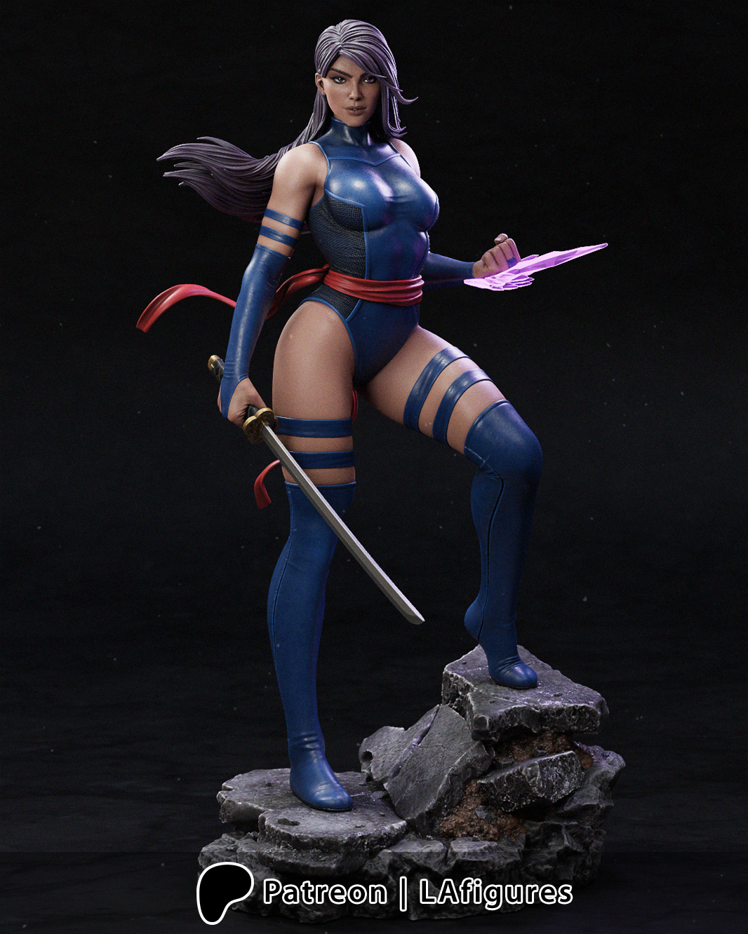 Psylocke (X-Men) Statue - Fan Art 10 or 12 scale (217 or 180mm) 3D Print