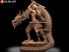 Mulan with Dragon (Fan Art) Sculpture - 266mm / 180mm- High Quality 3D Print