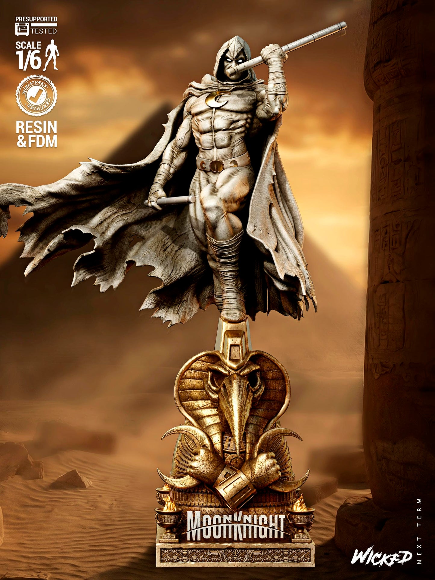 Moon Knight (Marc Spector) Sculpt -3d Printed Model Kit - Fan Art