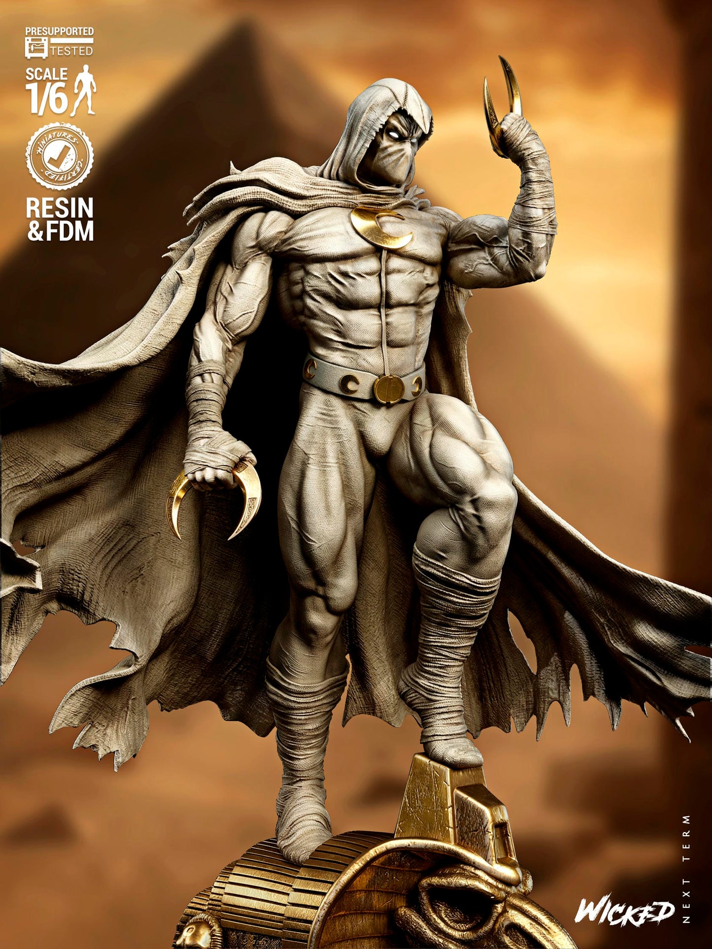 Moon Knight (Marc Spector) Sculpt -3d Printed Model Kit - Fan Art