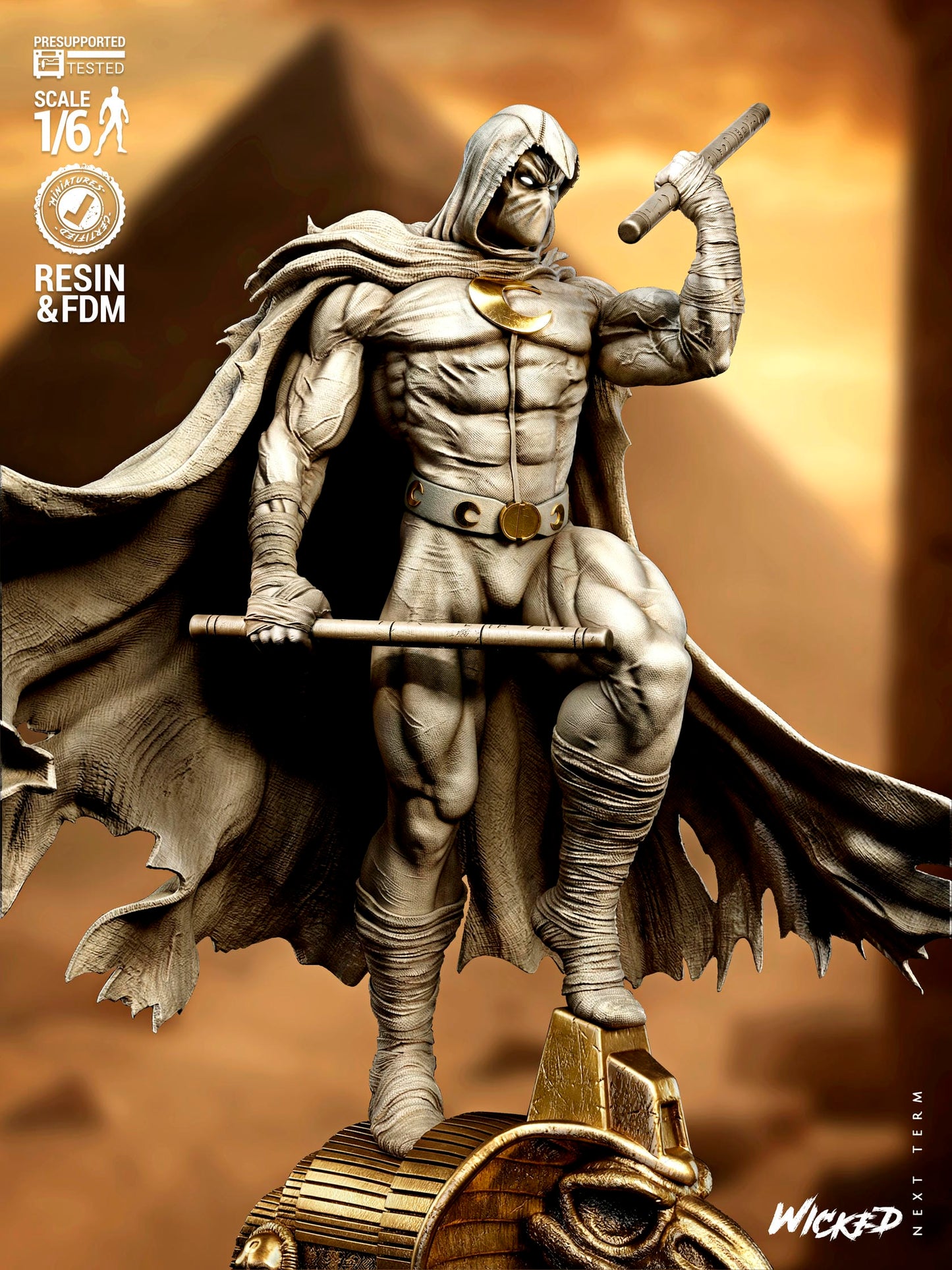 Moon Knight (Marc Spector) Sculpt -3d Printed Model Kit - Fan Art