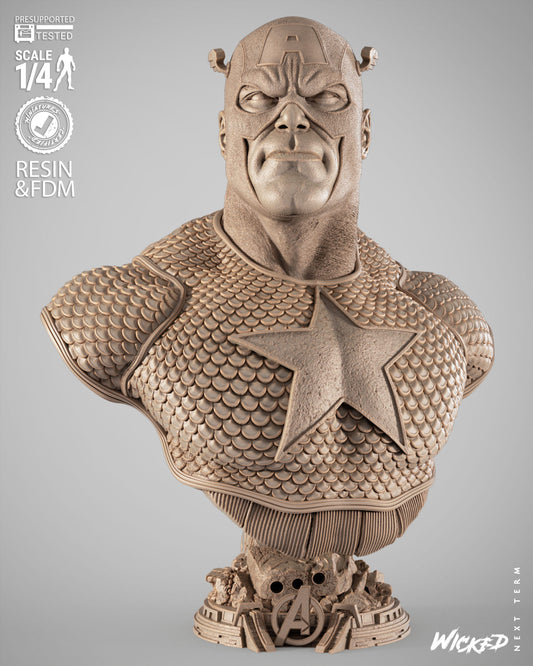 Captain America - Bust - 3d Printed Model Kit