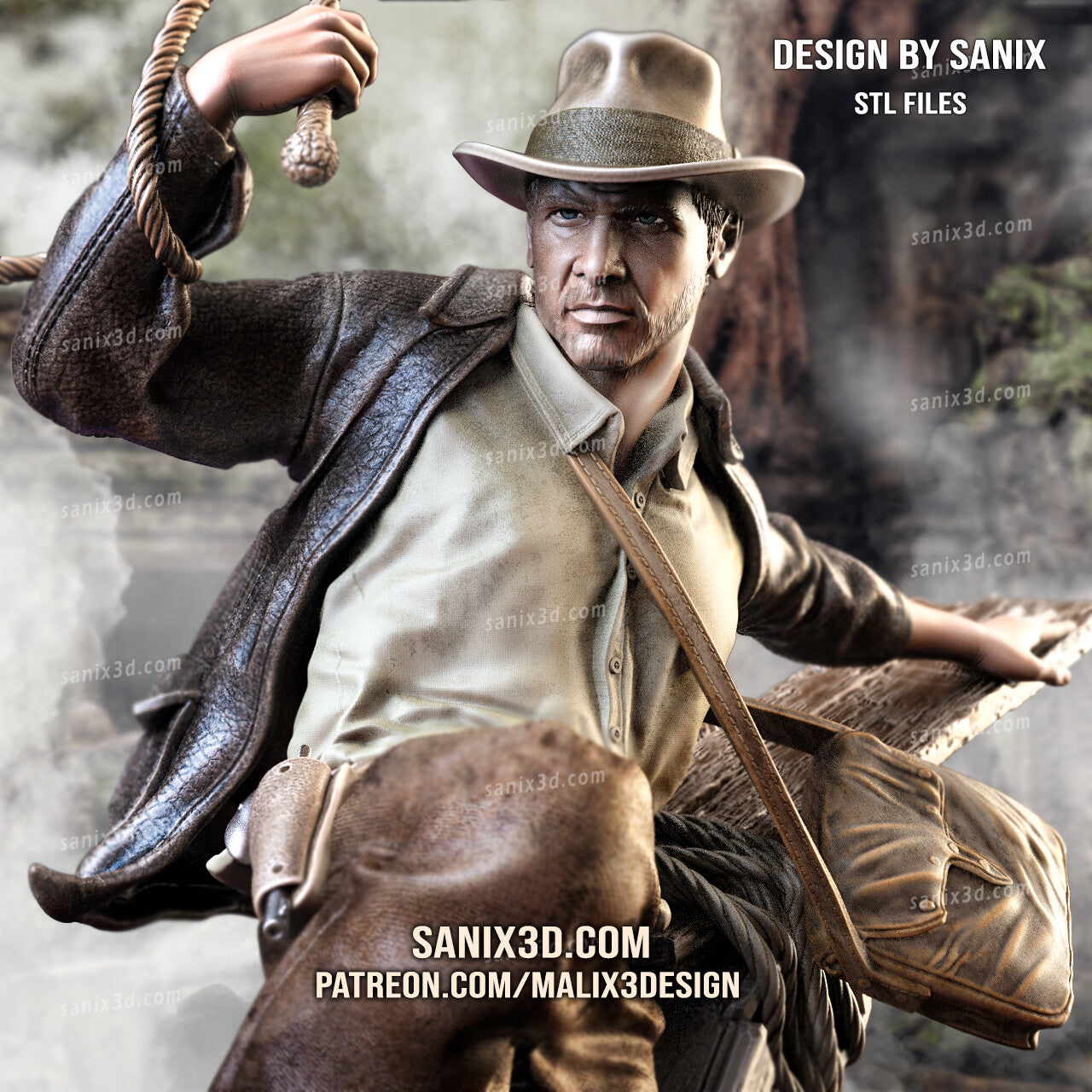 Indiana Jones  3D Printed model (1/10 scale) - Fan Art (Sanix)
